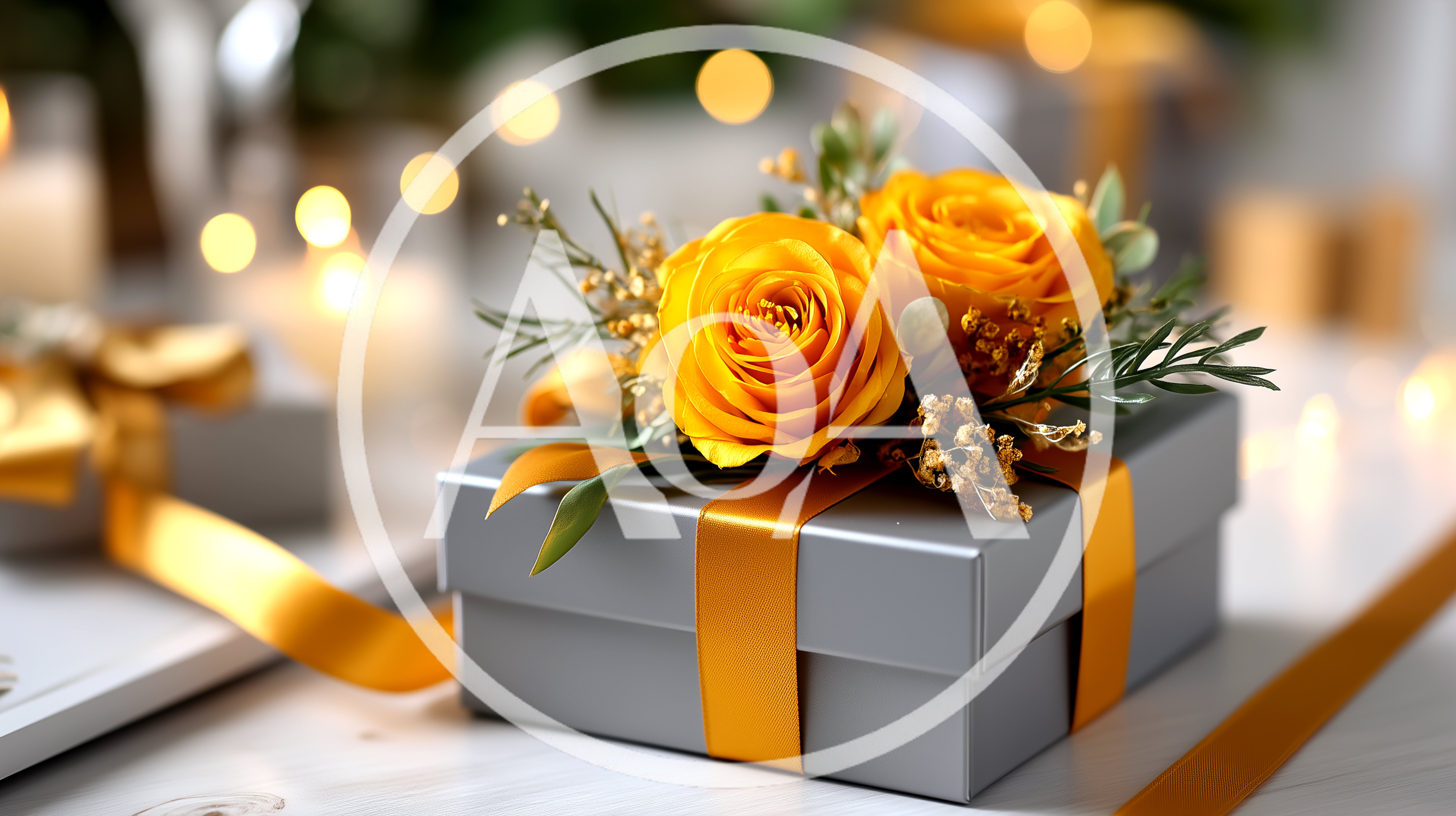 Elegant Gift Box Decorated With Yellow Roses