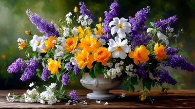 Elegant Floral Arrangement In A Classic White Vase