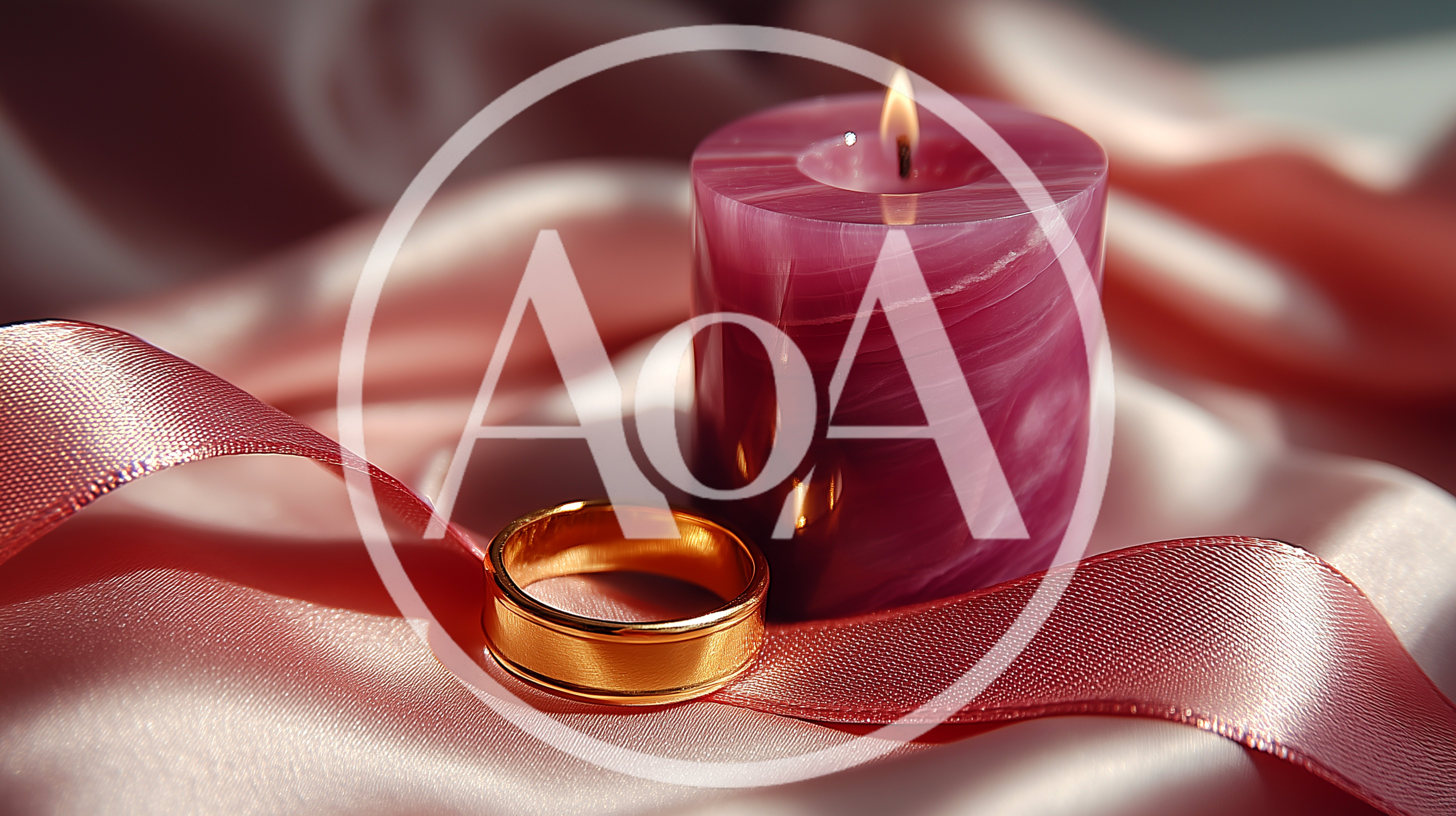 Gold Wedding Ring Beside A Lit Purple Candle