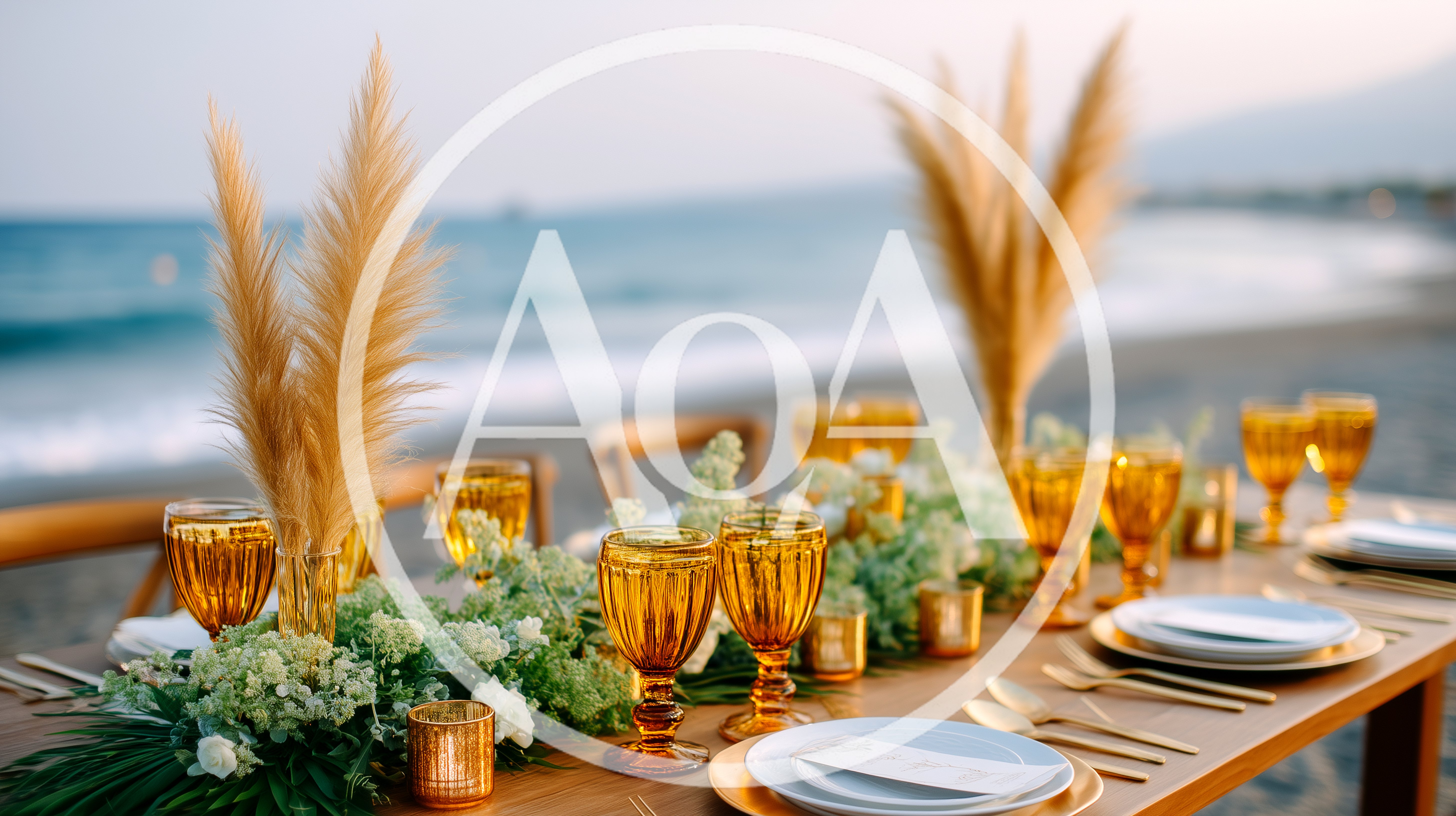 Elegant Beach Wedding Table Setting At Sunset