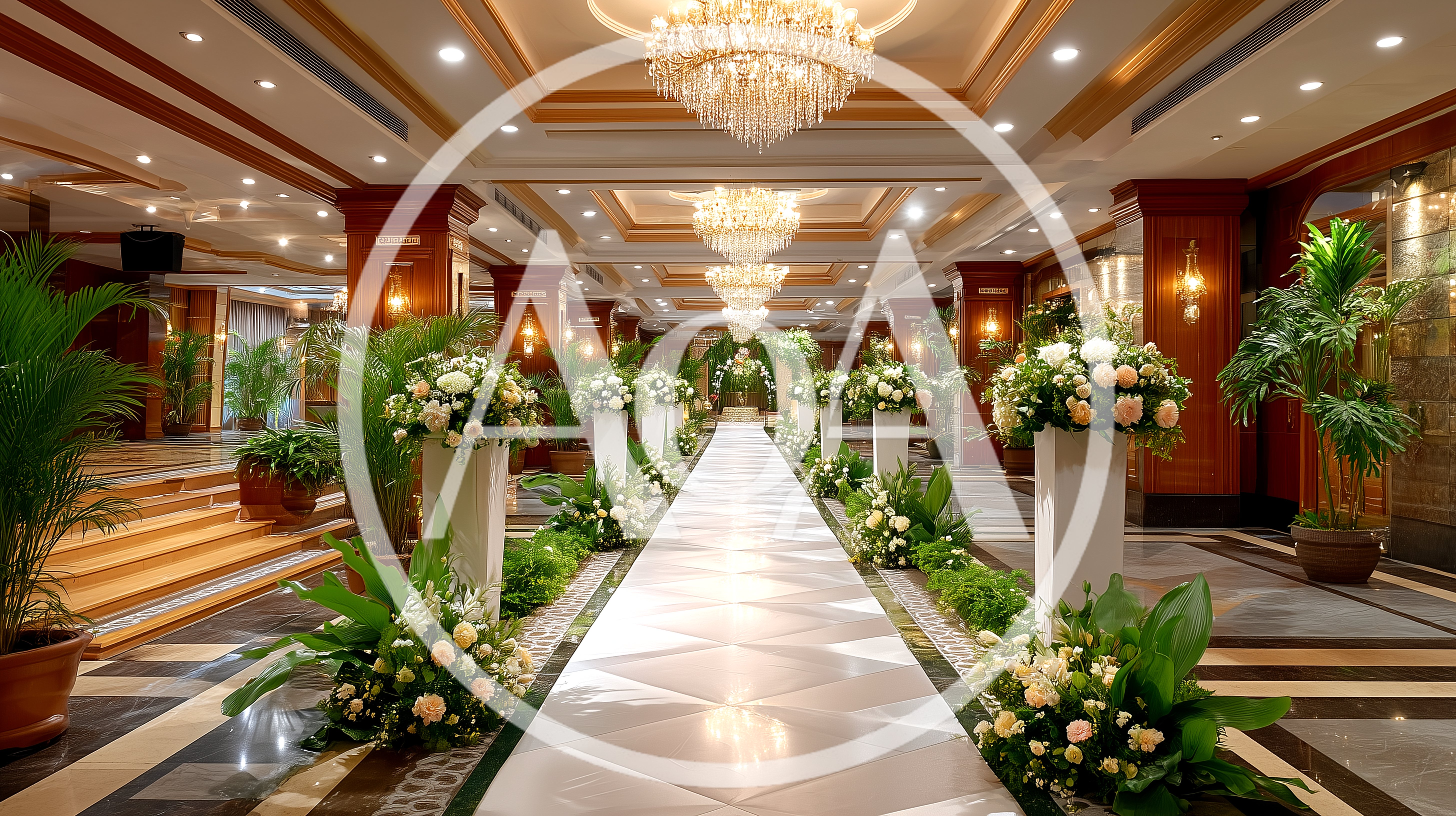 Elegant Wedding Aisle Decorated With Floral Arrangements