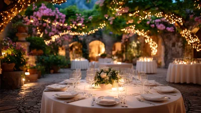 Elegant Outdoor Wedding Reception Dinner Setup