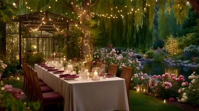 Elegant Outdoor Garden Dinner Party Setup