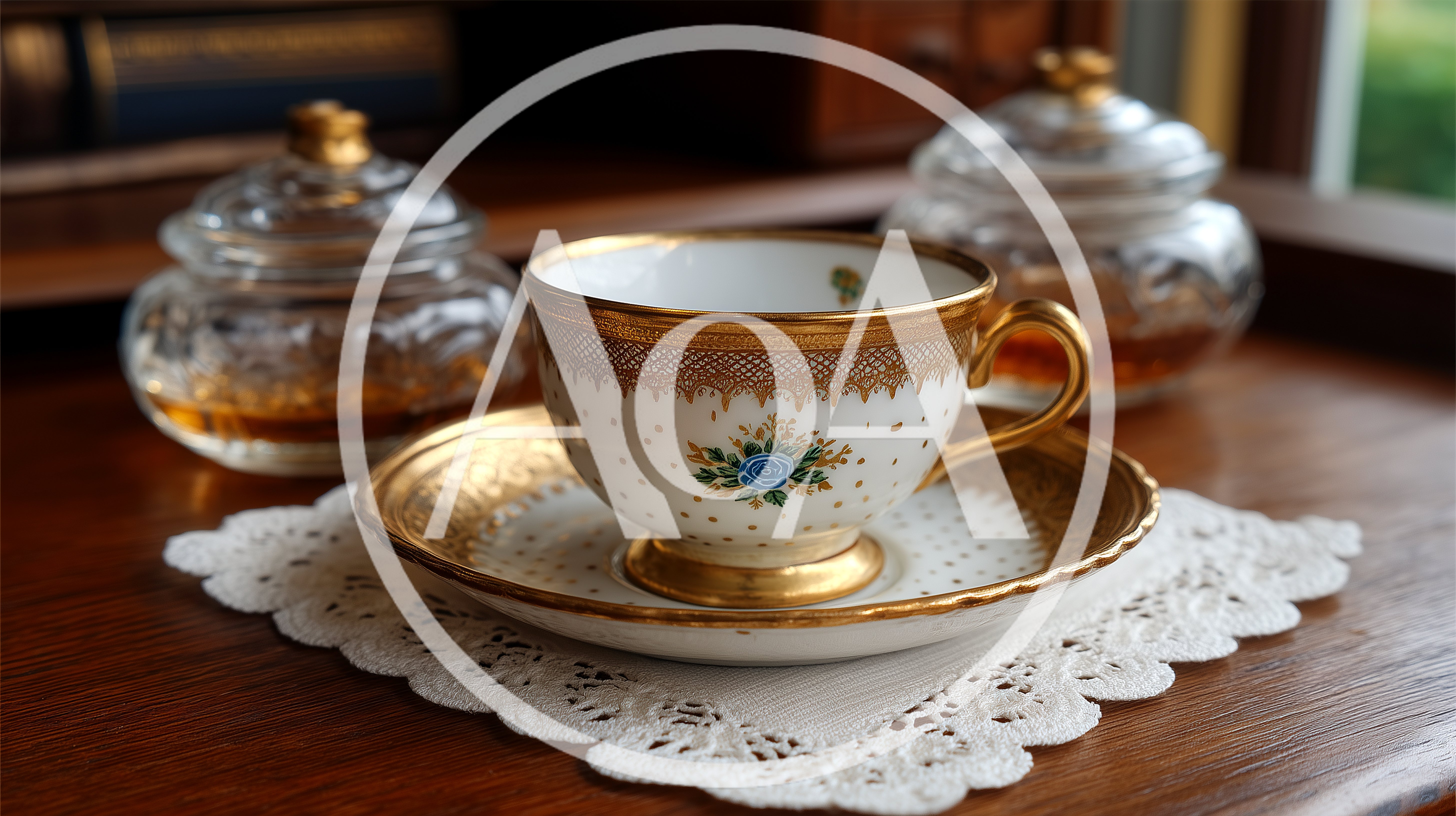 Elegant Porcelain Teacup And Saucer On A Doily