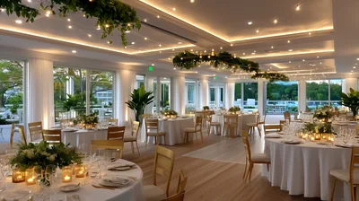 Elegant Wedding Reception Hall With Round Tables