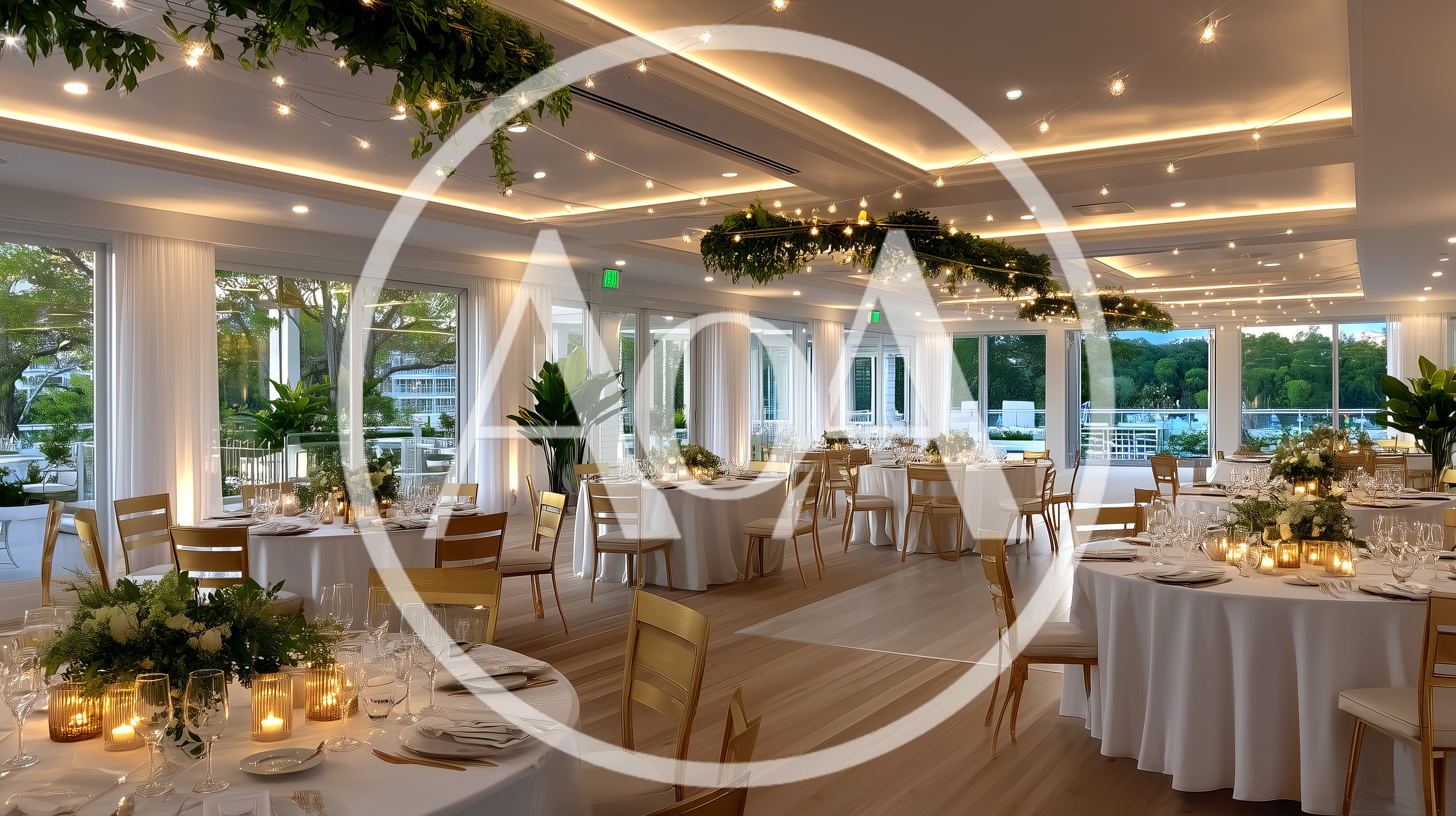 Elegant Wedding Reception Hall With Round Tables