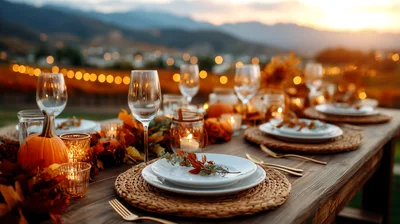 Elegant Outdoor Thanksgiving Dinner Table Setting