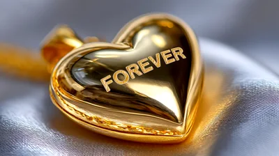 Golden Heart Locket Pendant With Forever Inscription