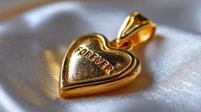 Gold Heart Pendant With Forever Inscription