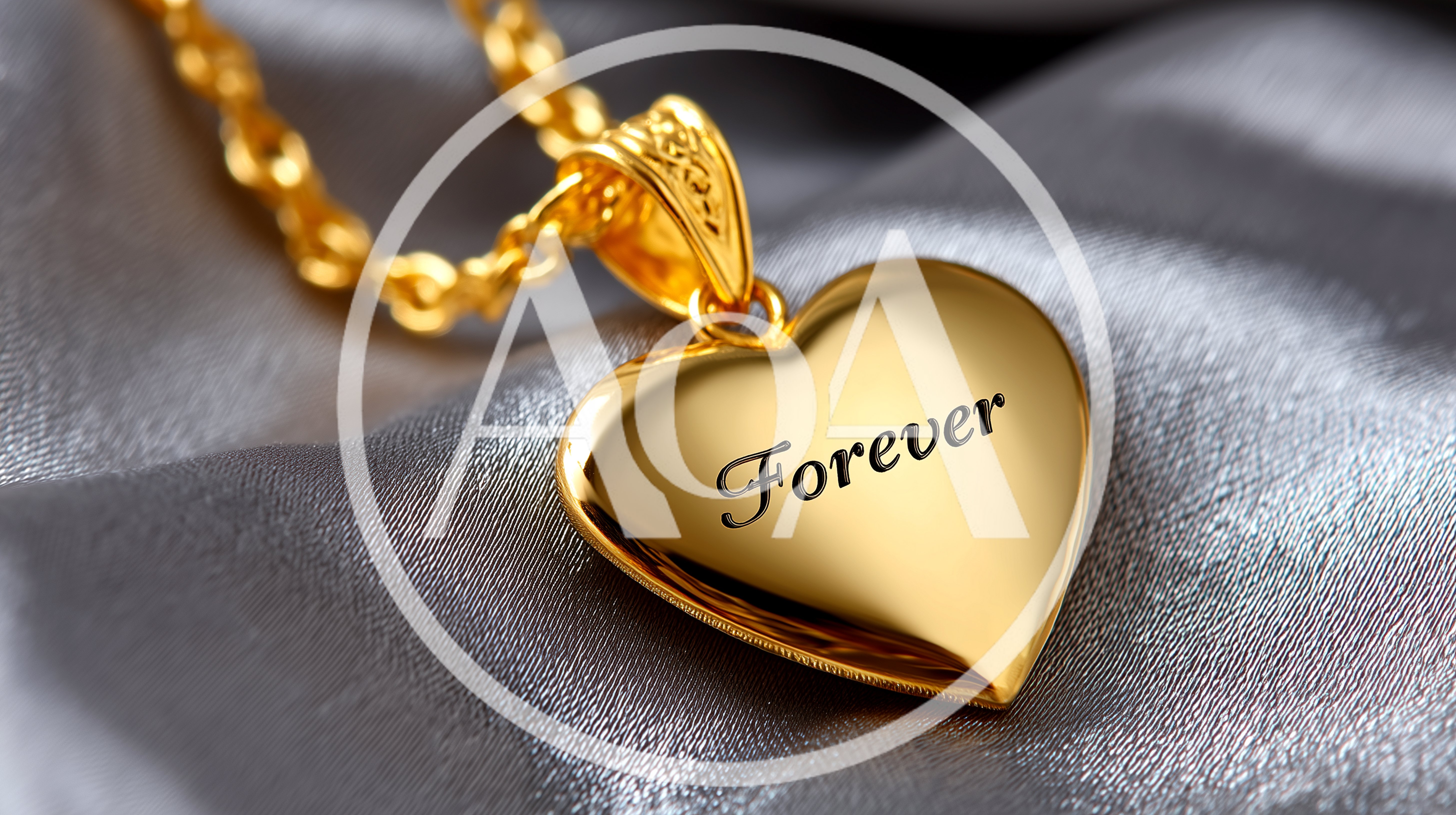 Gold Heart Pendant Necklace With Forever Engraving