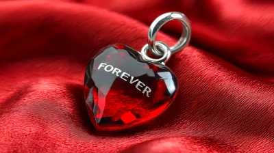 Red Heart Shaped Pendant With Forever Inscription