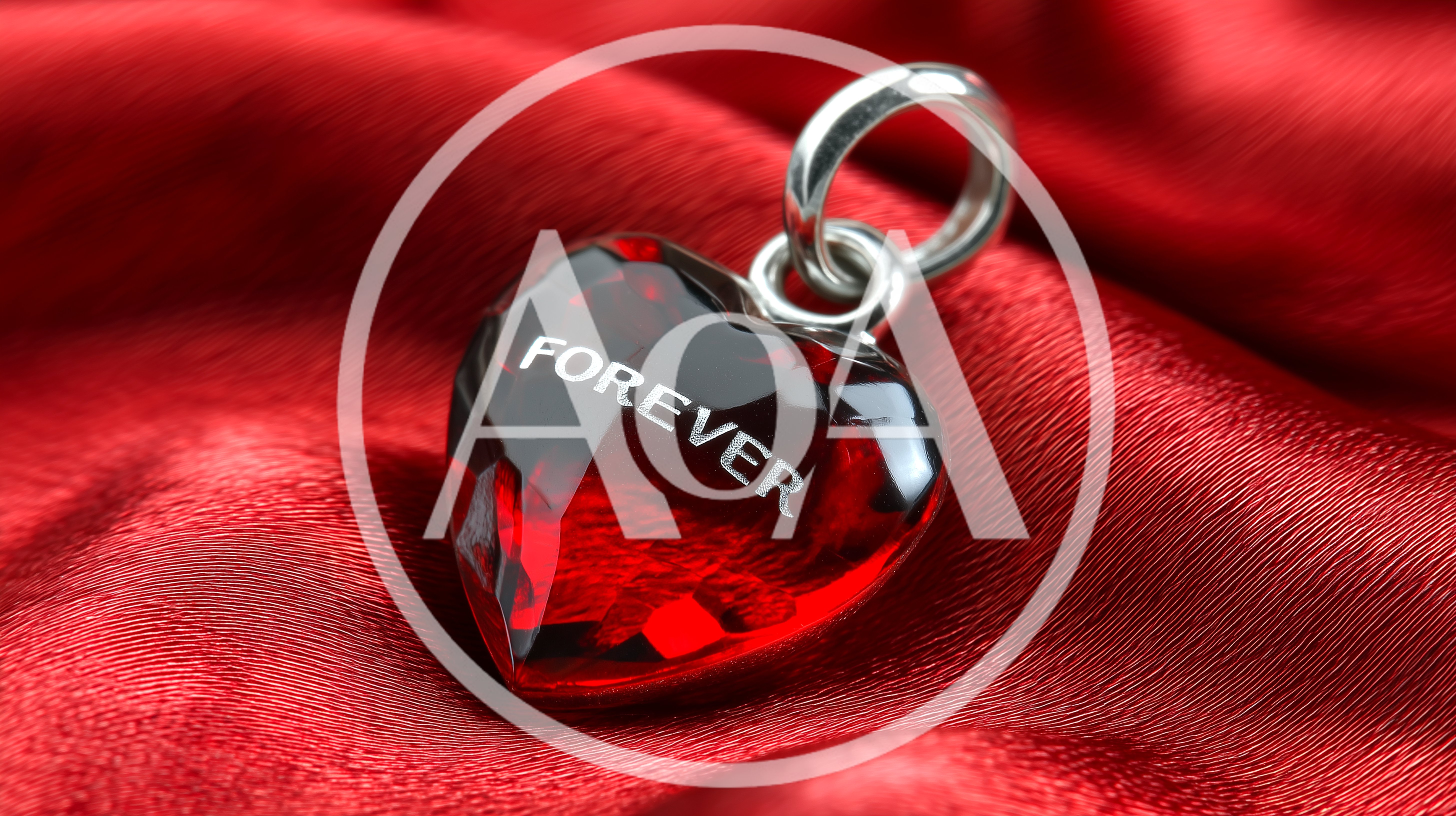 Red Heart Shaped Pendant With Forever Inscription