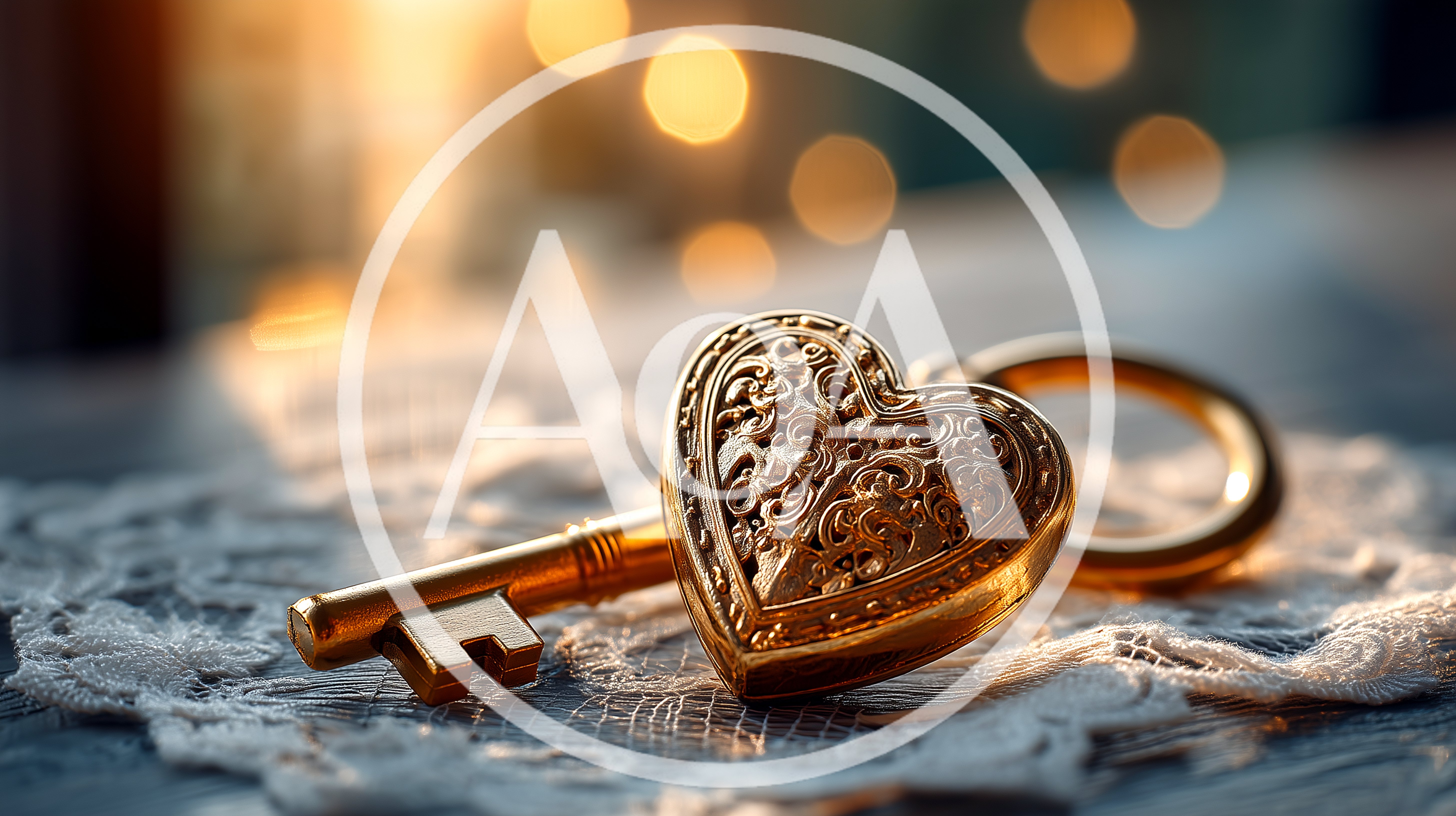 Ornate Golden Heart Shaped Key On Lace