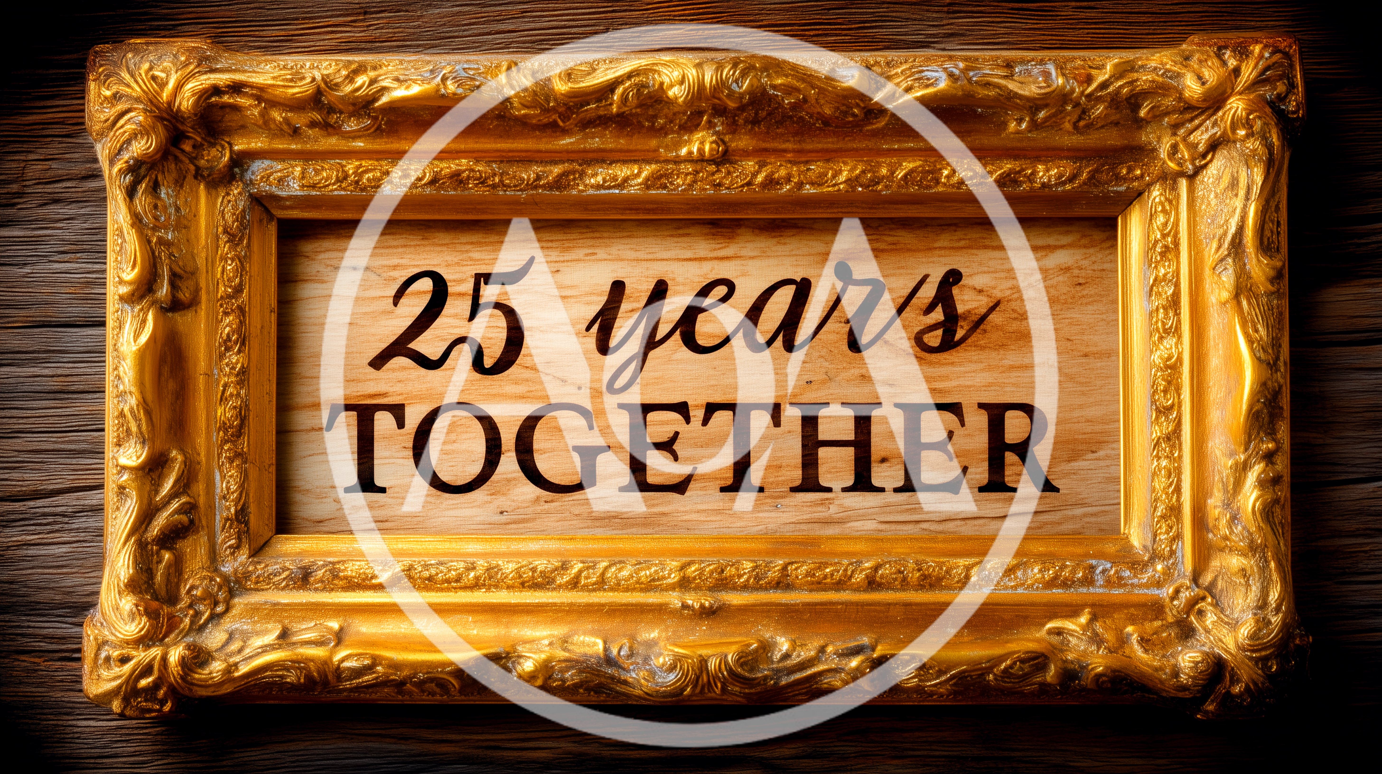 25 Years Together Text In Ornate Gold Frame