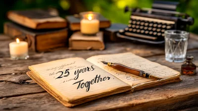 Open Journal With 25 Years Together Anniversary Message