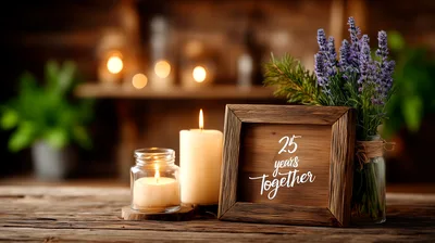 Wooden Picture Frame With 25 Years Together Text
