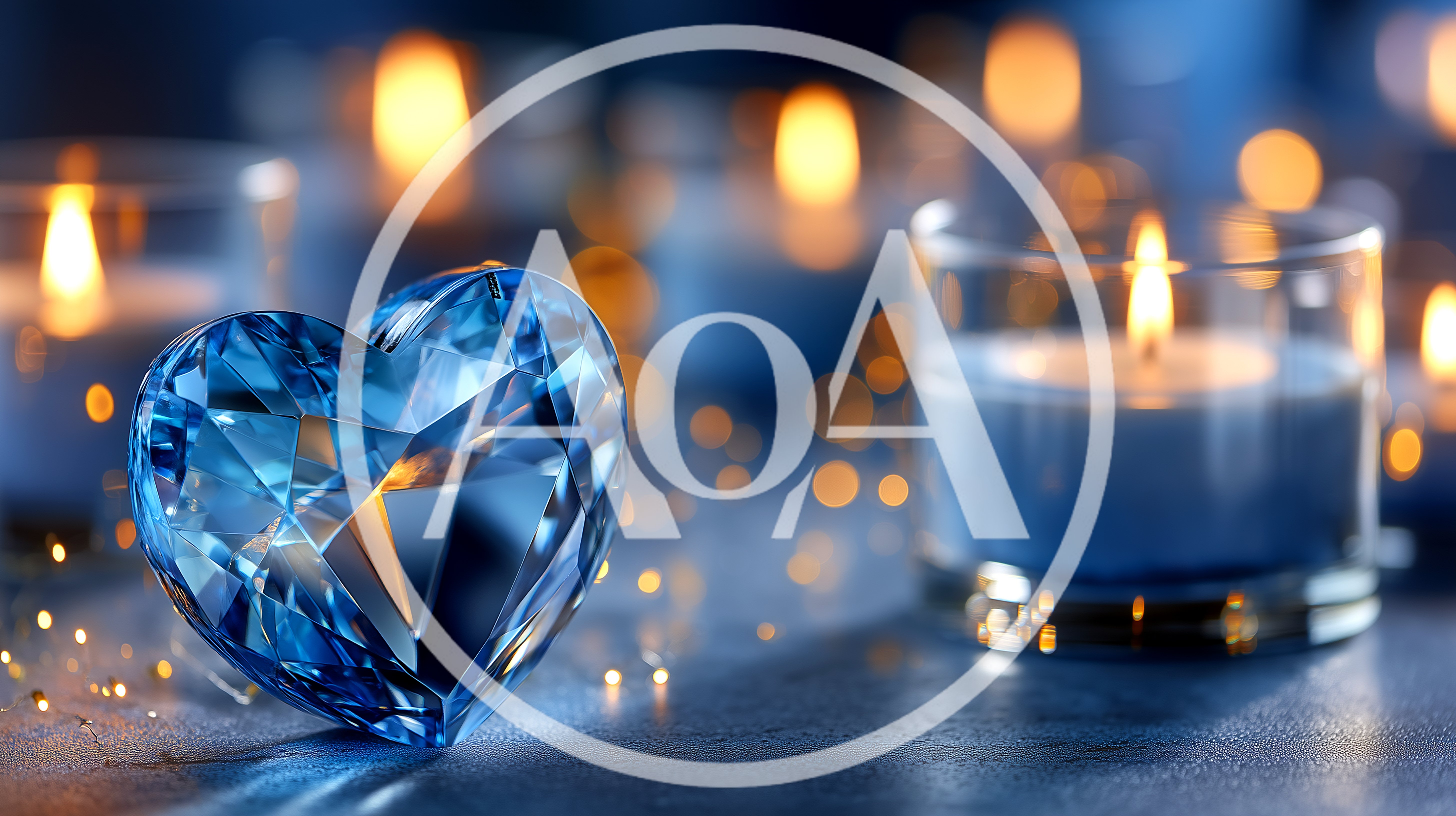 Blue Heart Shaped Diamond With Lit Candles