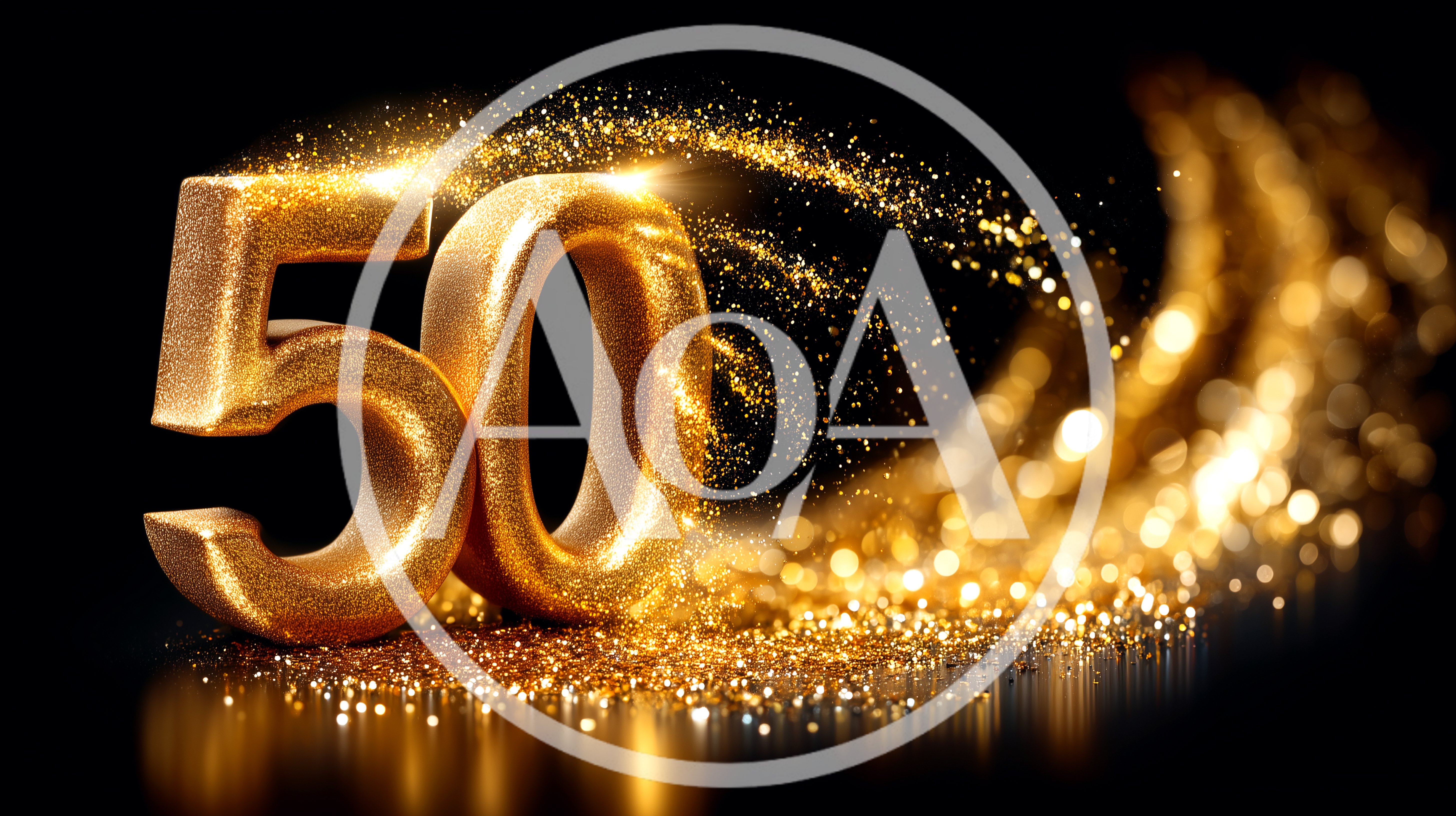 Golden Number Fifty With Sparkling Glitter Particles