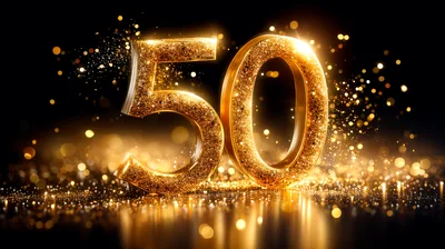 Golden Glittering Number Fifty Anniversary Celebration