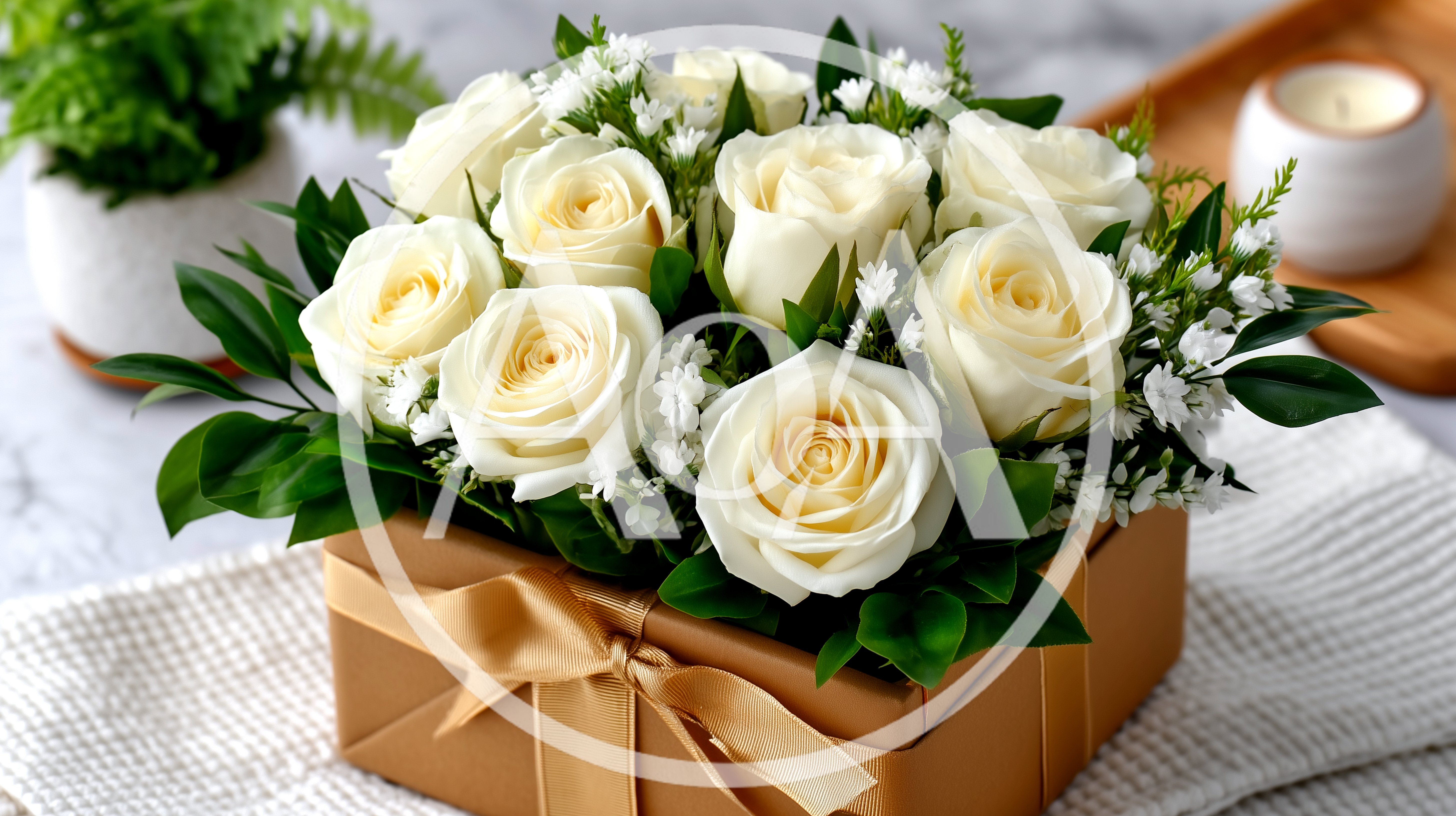 White Rose Bouquet In A Gift Box