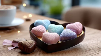 Heart Shaped Chocolates In A Gift Box