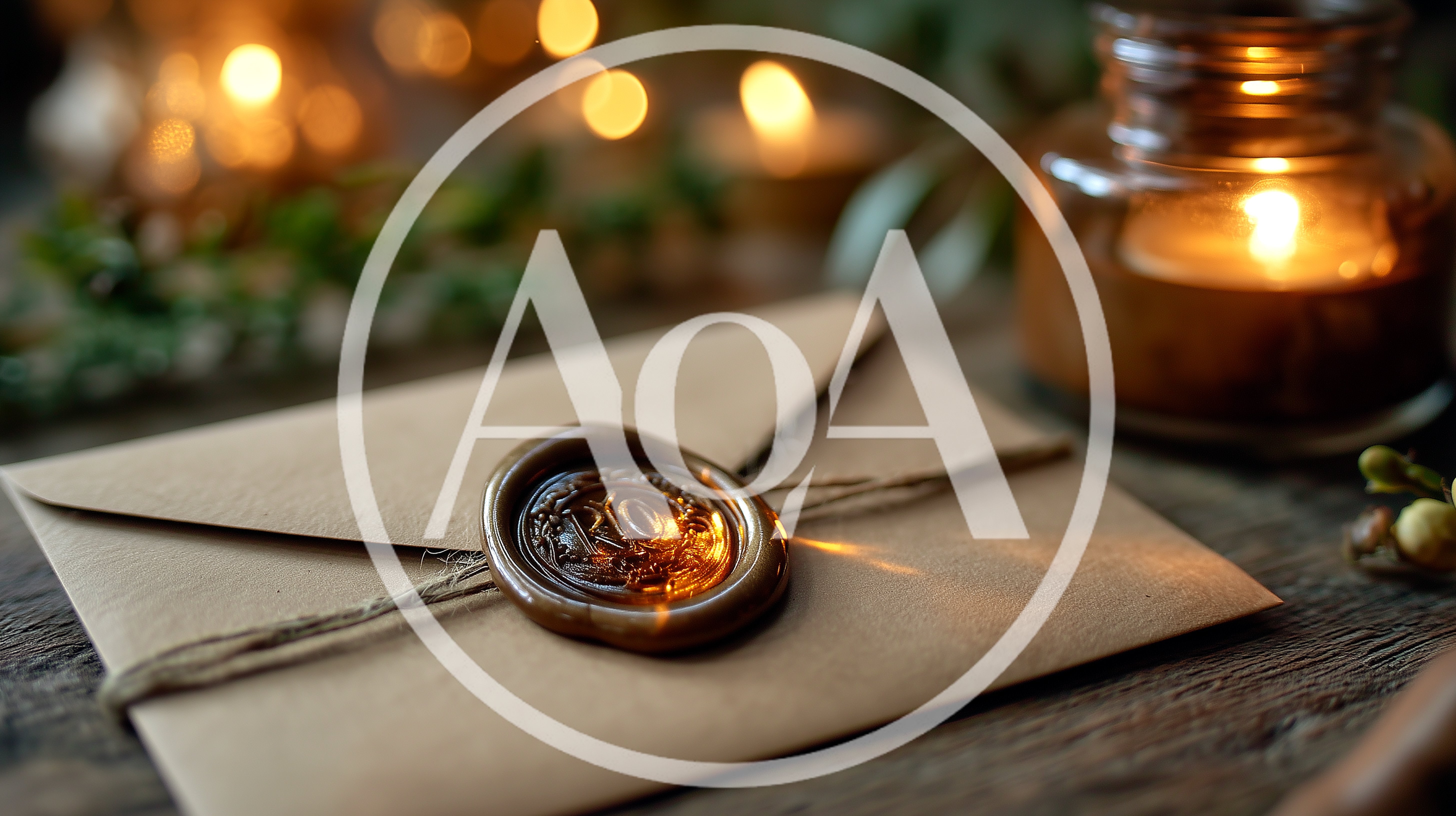 Vintage Envelope With Wax Seal And Candlelight