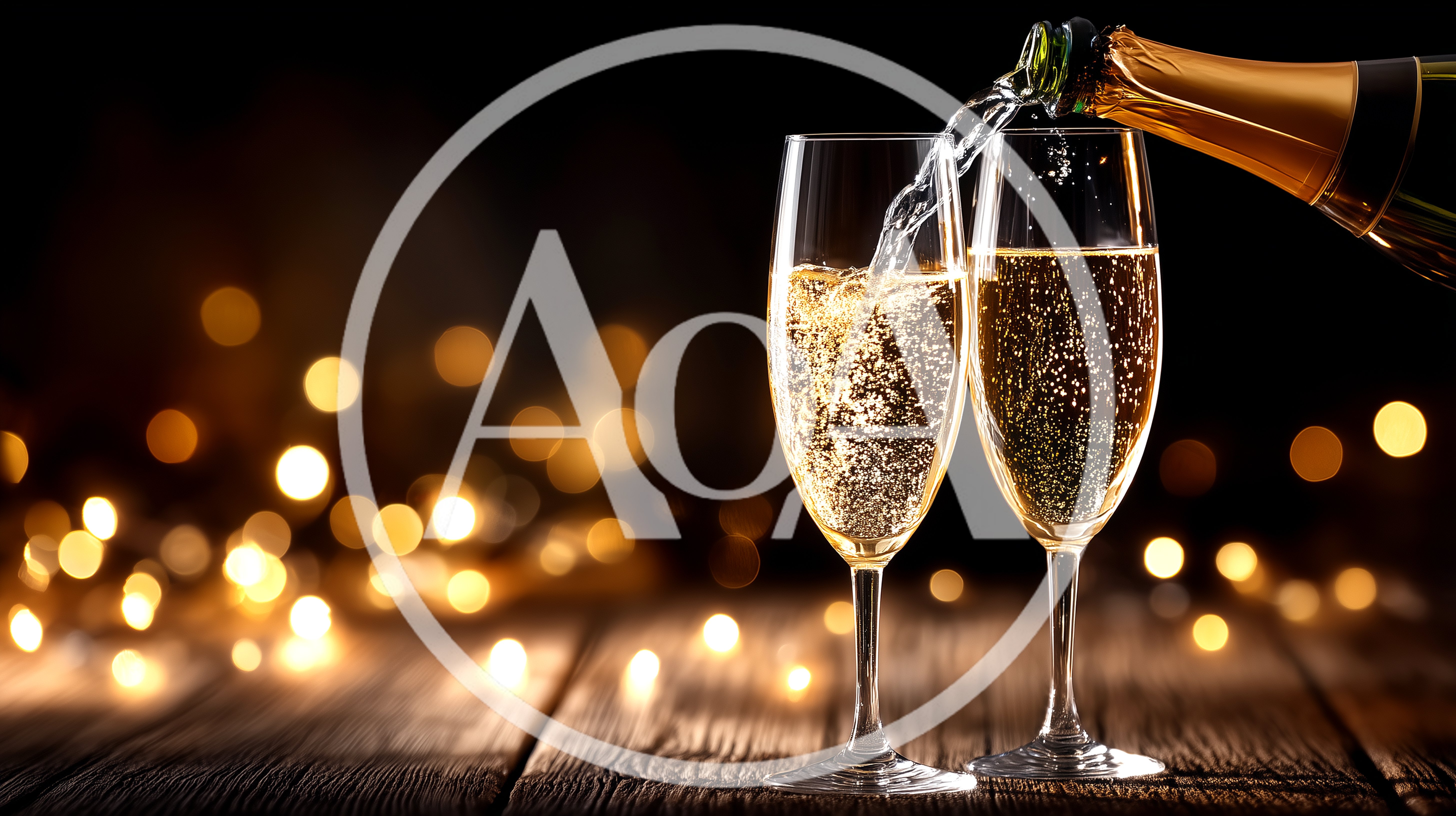 Champagne Being Poured Into Two Flute Glasses