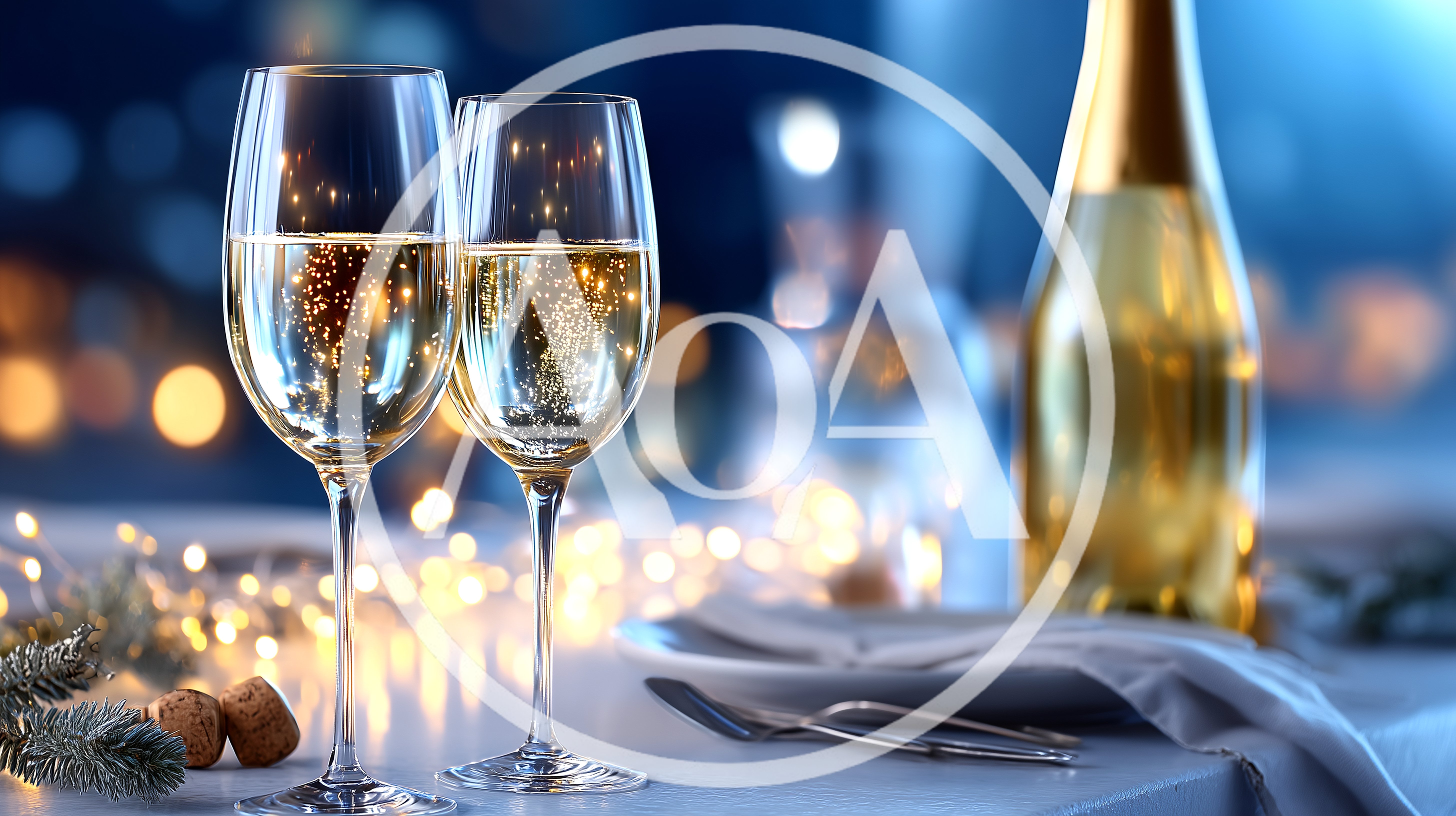 Two Glasses Of Sparkling Wine For A Romantic Celebration