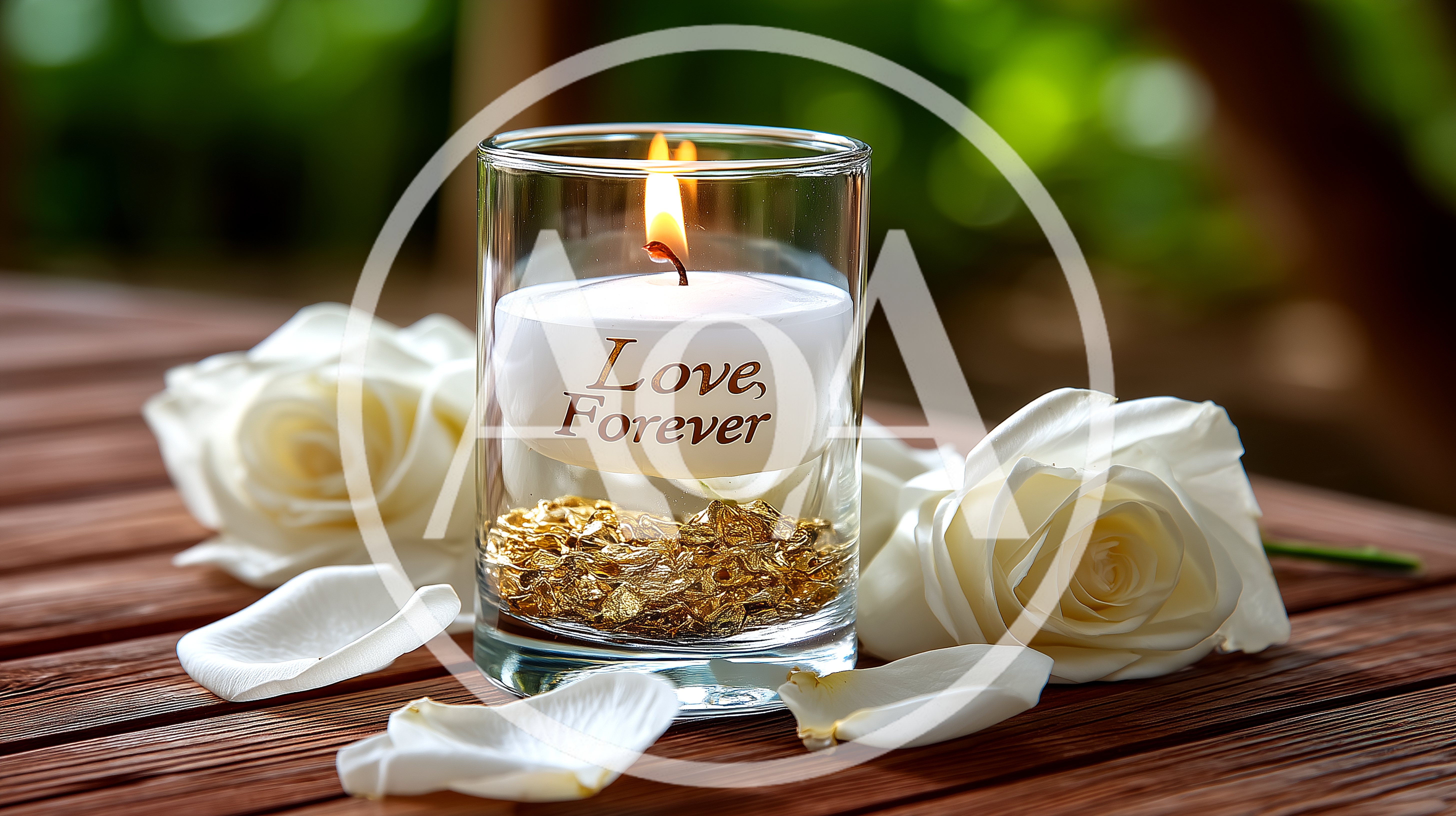 White Rose Candle With Love Forever Text