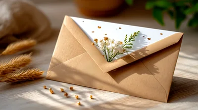 Kraft Paper Envelope With Dried Flowers