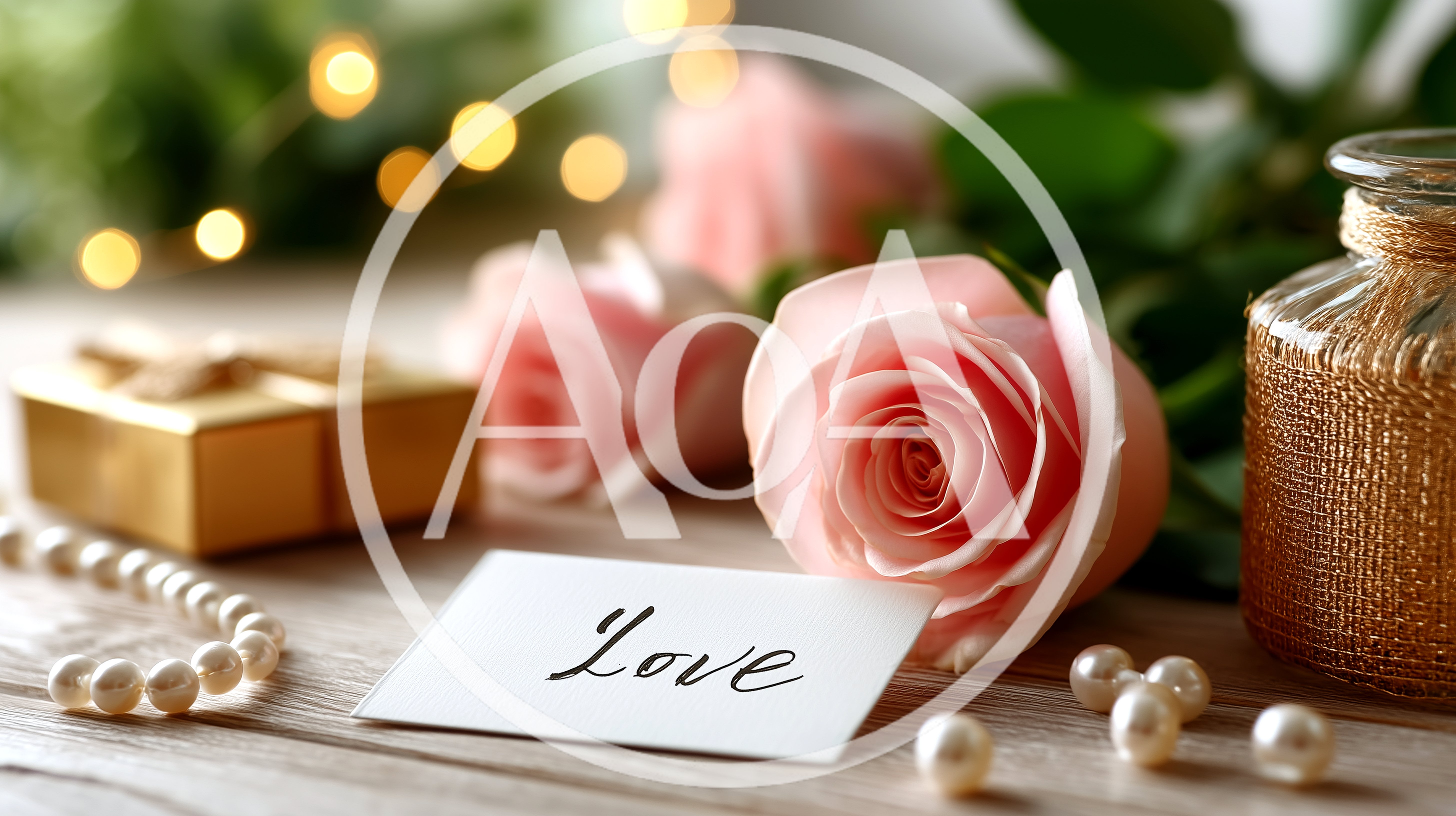 Romantic Pink Roses With Love Note And Pearls