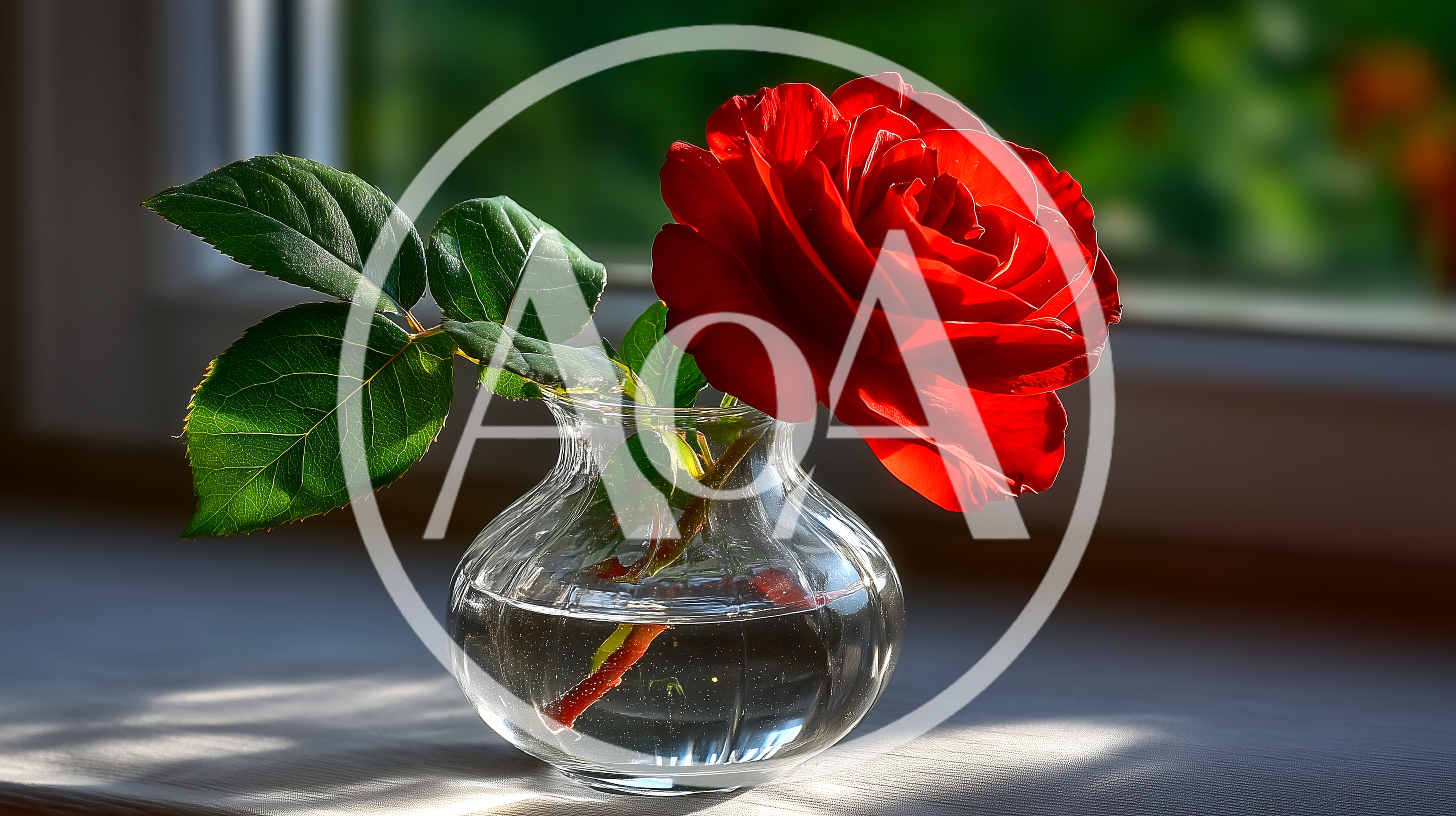 Single Red Rose In A Glass Vase