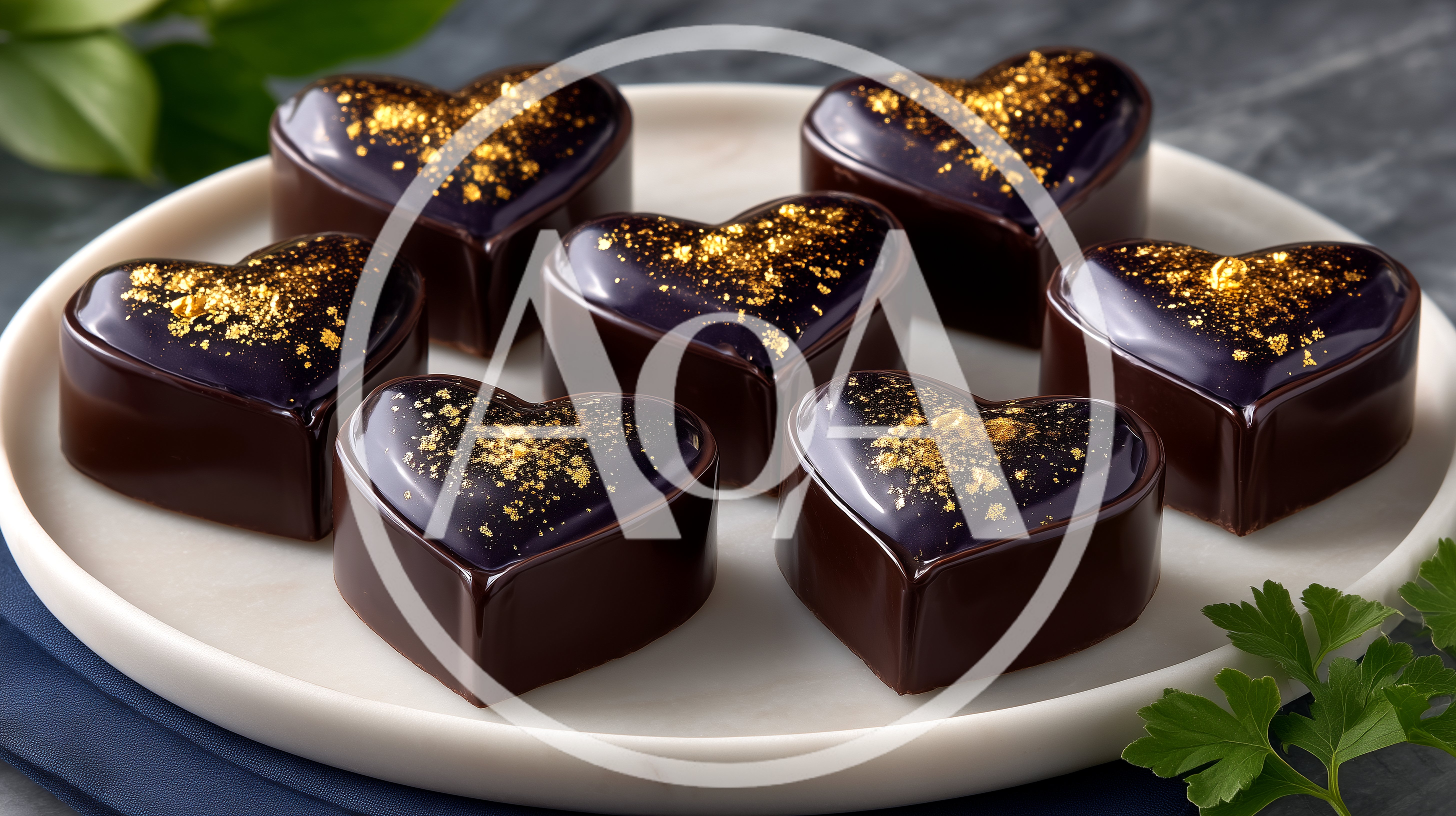 Heart Shaped Dark Chocolate Truffles With Gold Flakes
