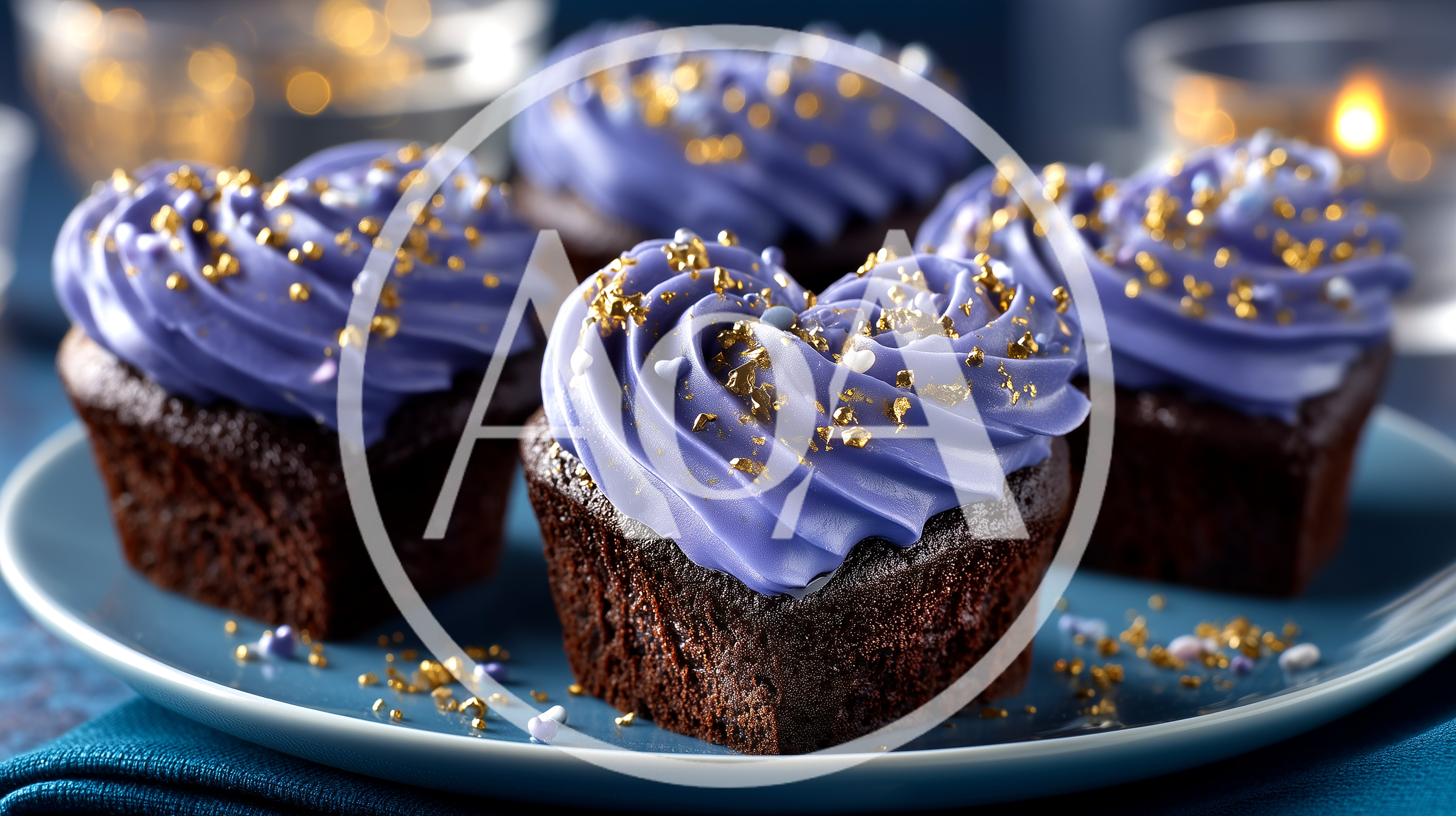 Heart Shaped Chocolate Cupcakes With Purple Frosting