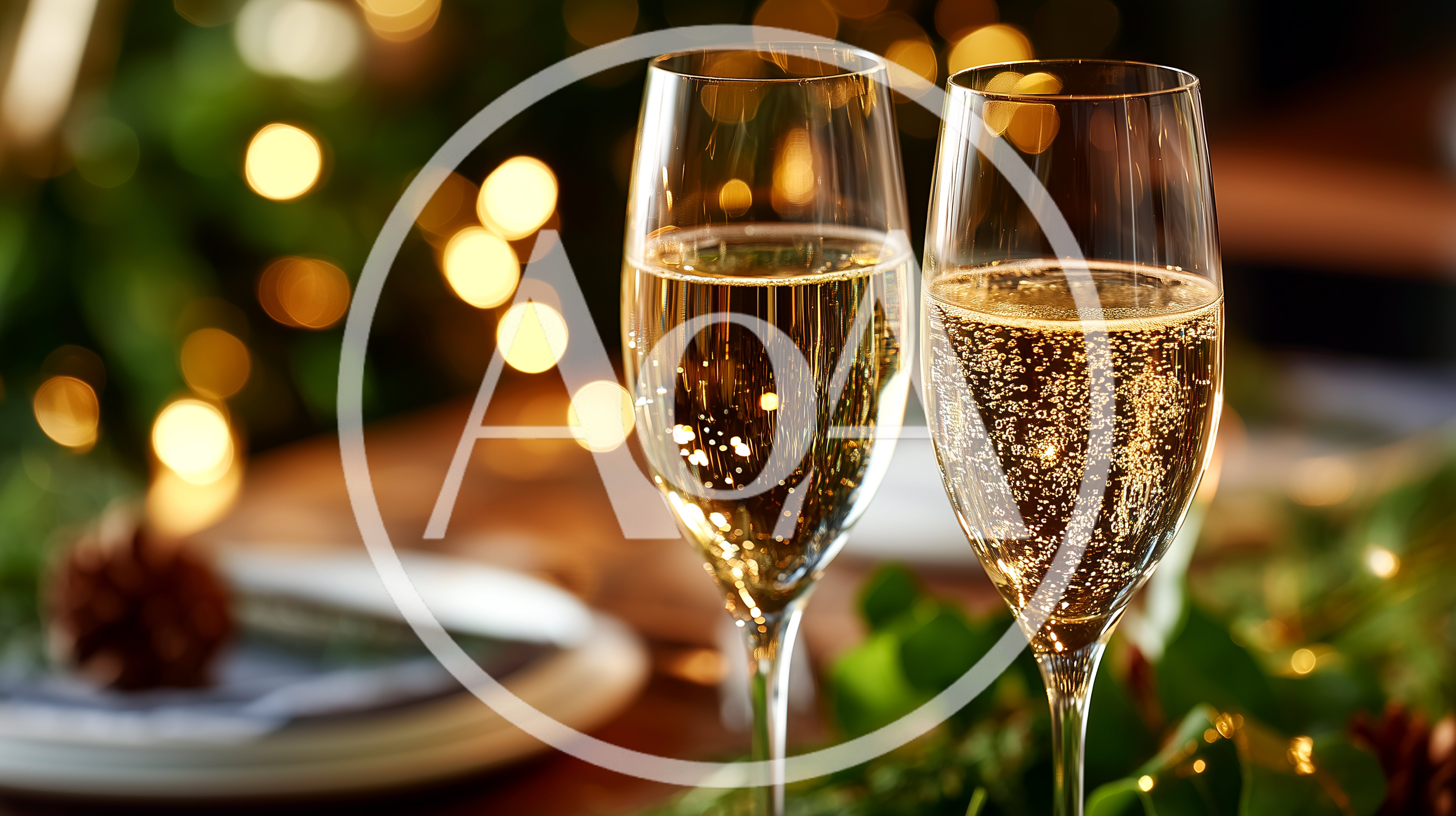 Two Flutes Of Sparkling Champagne On A Festive Table