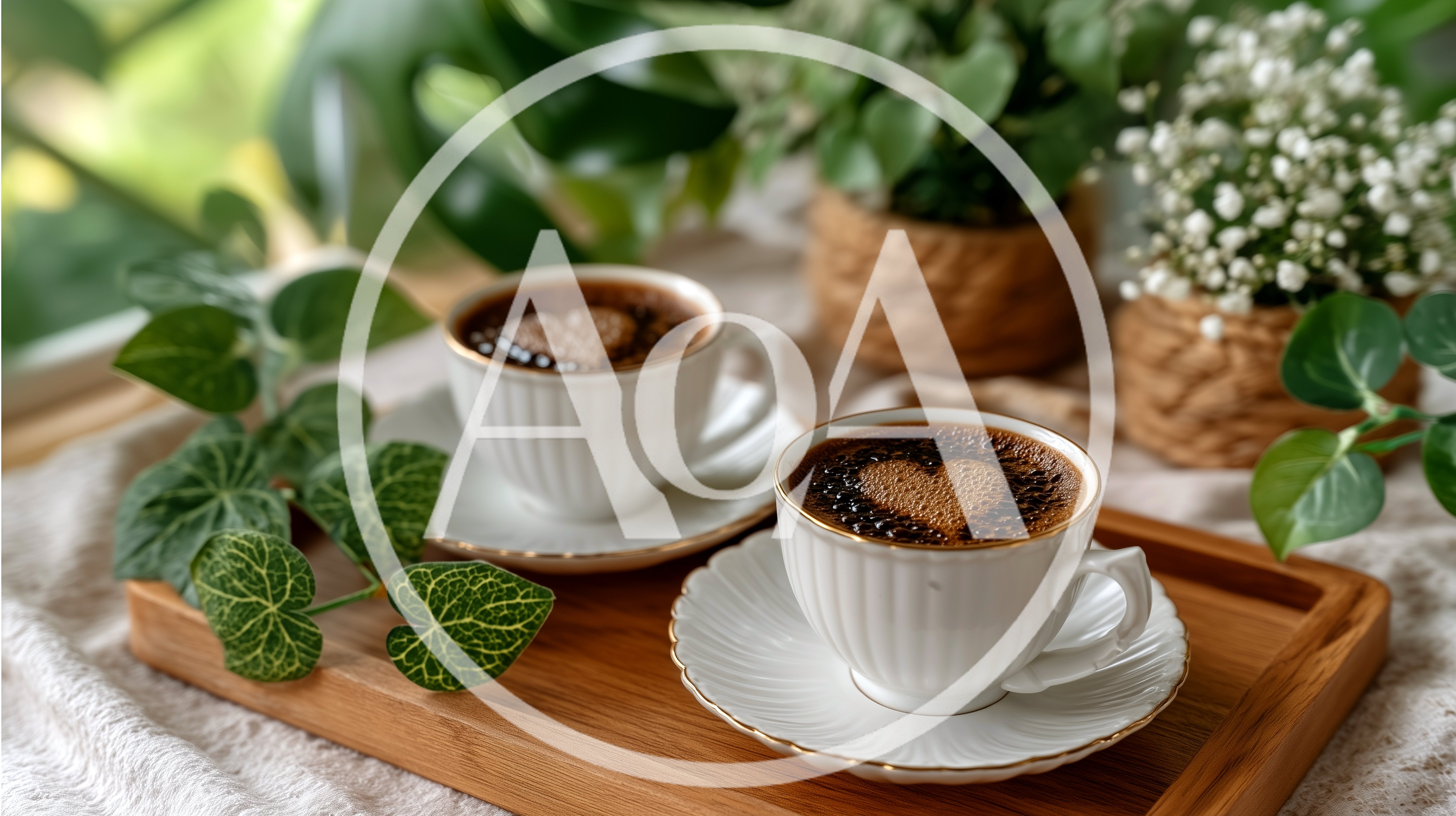 Two Cups Of Turkish Coffee With Heart Foam Art