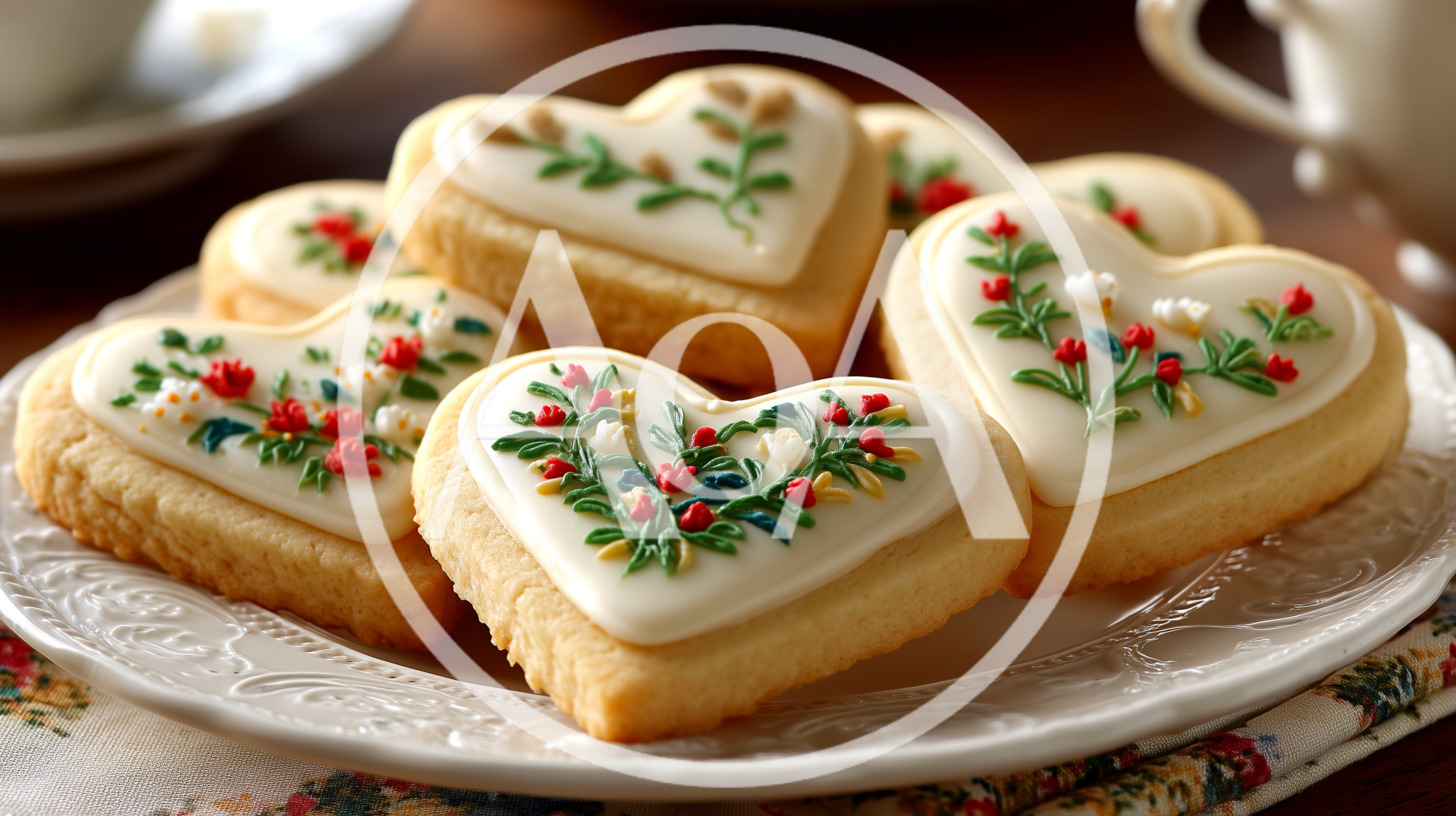 Heart Shaped Sugar Cookies With Floral Icing