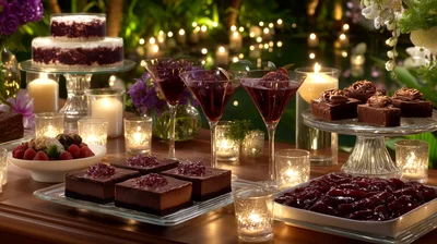 Elegant Dessert Table With Chocolate Treats And Candles