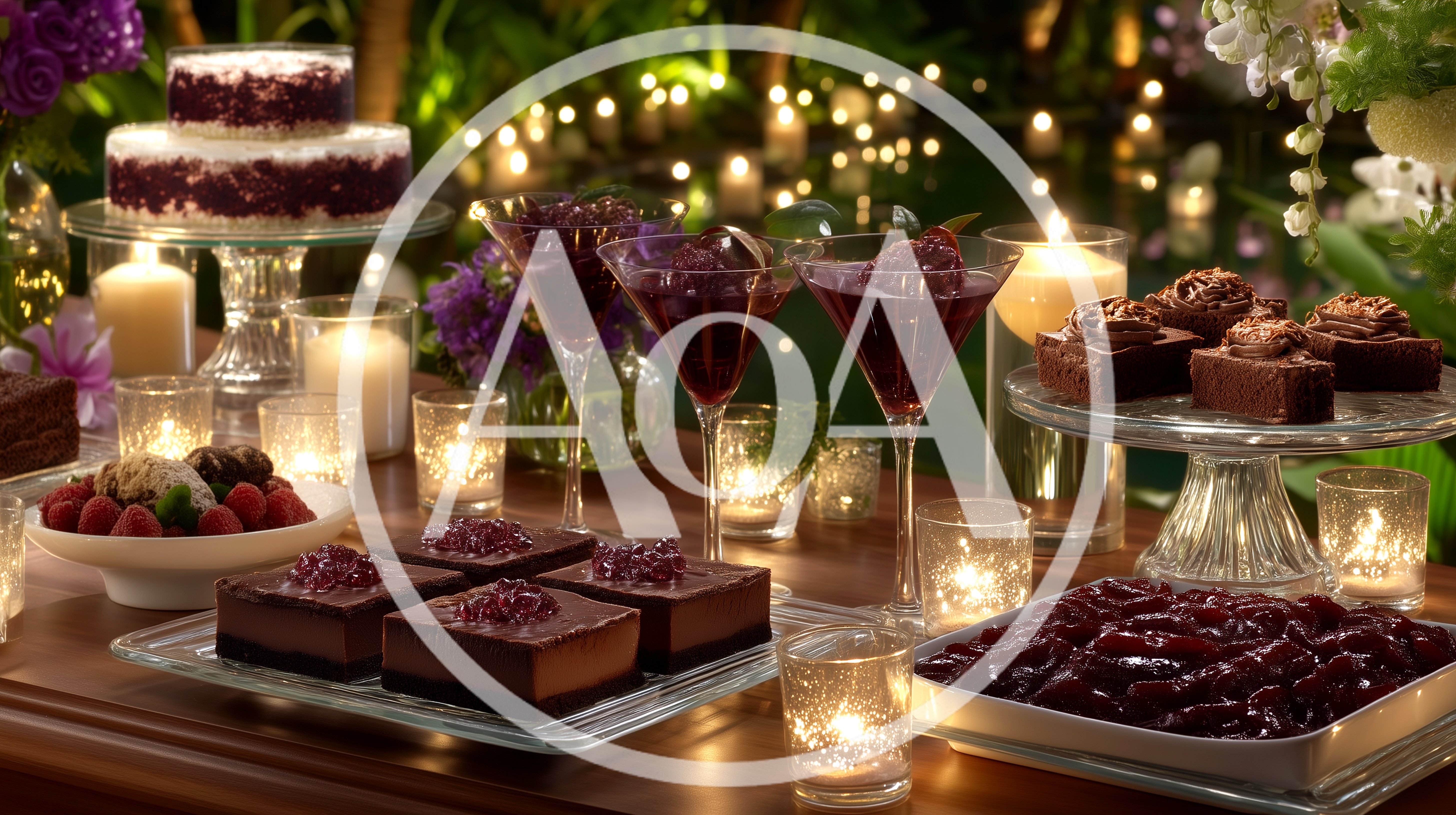 Elegant Dessert Table With Chocolate Treats And Candles