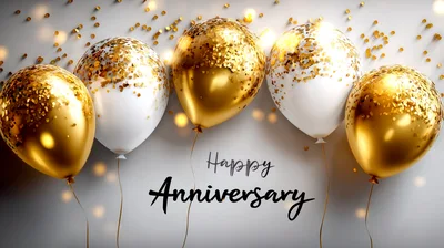Gold and White Balloons for Anniversary Celebration