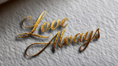Gold Glittering Love Always Text On Textured Paper
