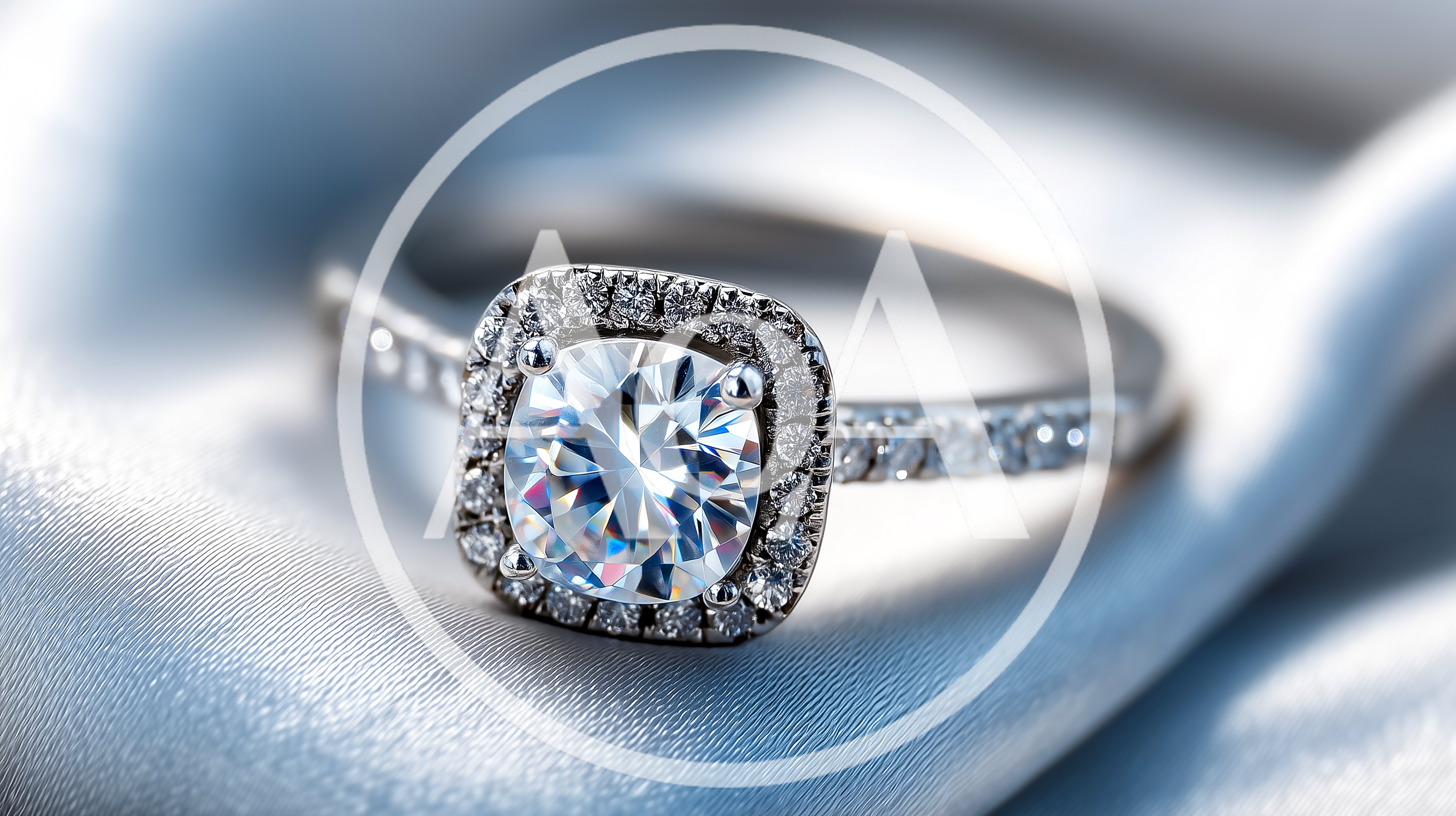 Diamond Engagement Ring On Silky Fabric