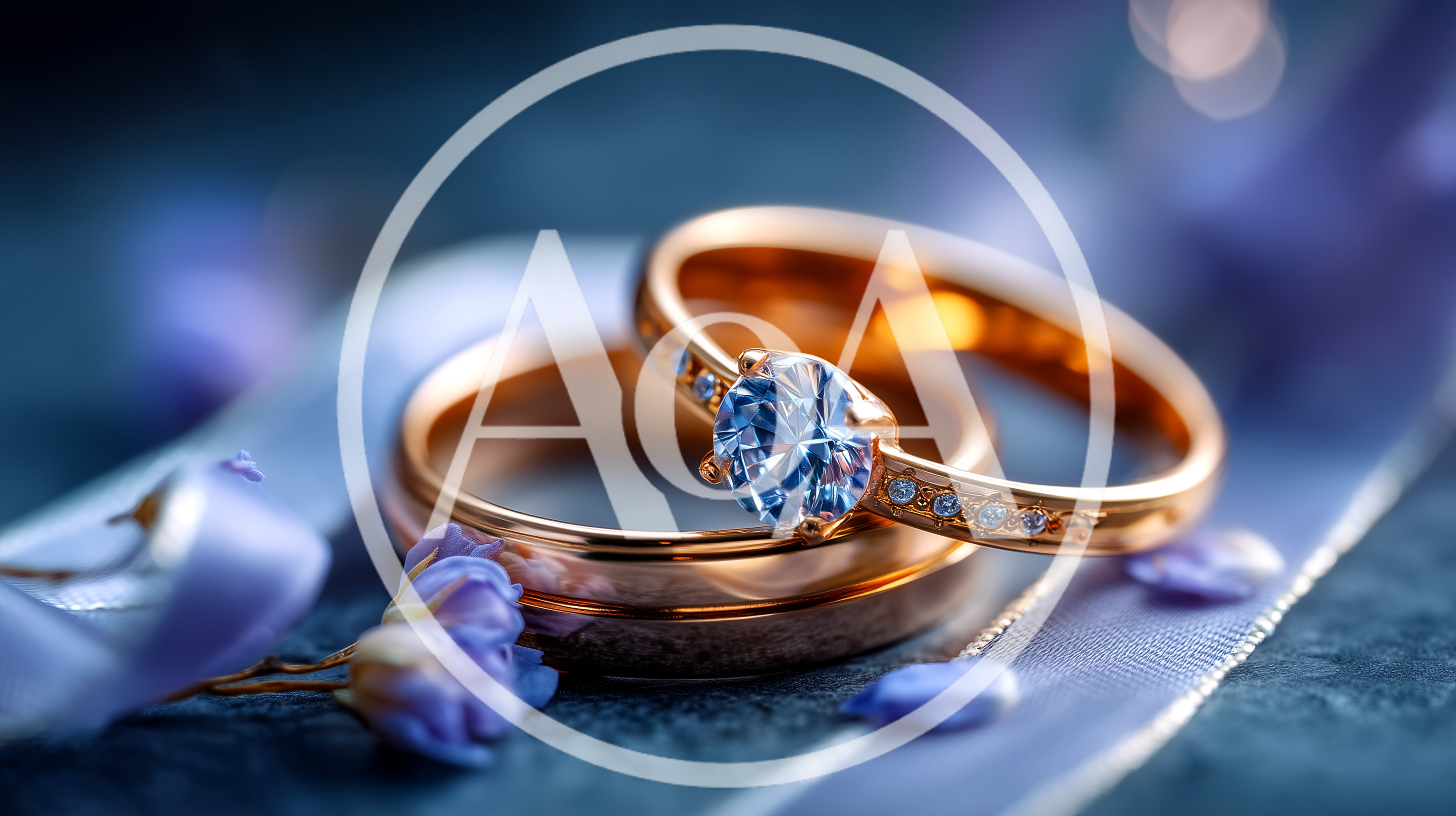Two Elegant Gold Wedding Rings With Diamond Setting