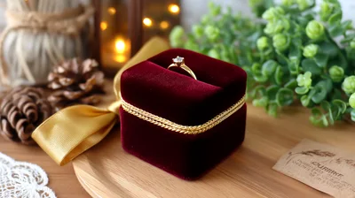 Gold Engagement Ring In A Velvet Box