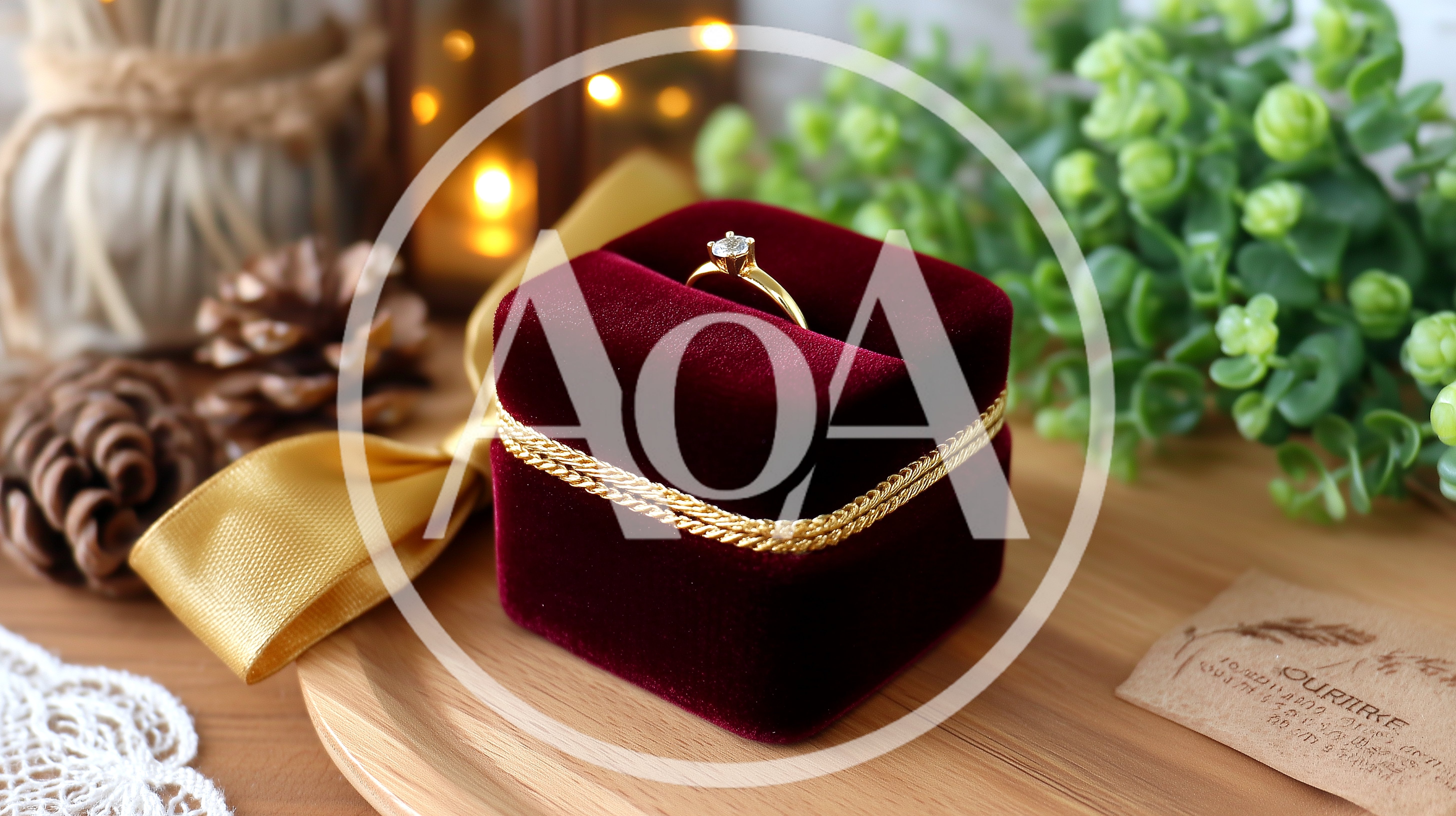 Gold Engagement Ring In A Velvet Box