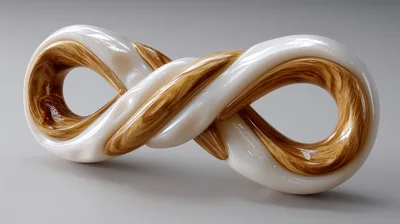 Abstract Infinity Symbol Sculpture With Wood And Resin