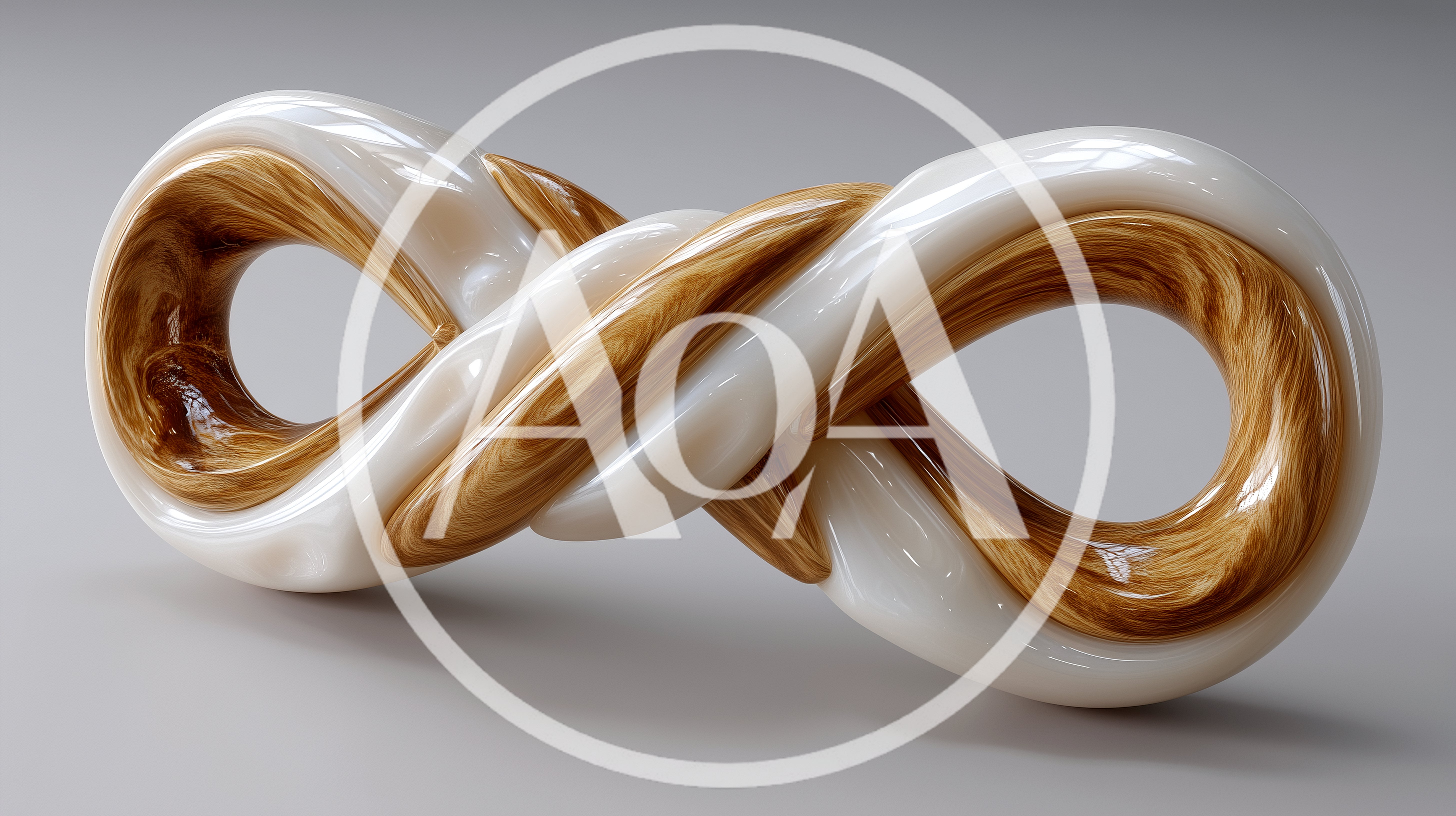 Abstract Infinity Symbol Sculpture With Wood And Resin