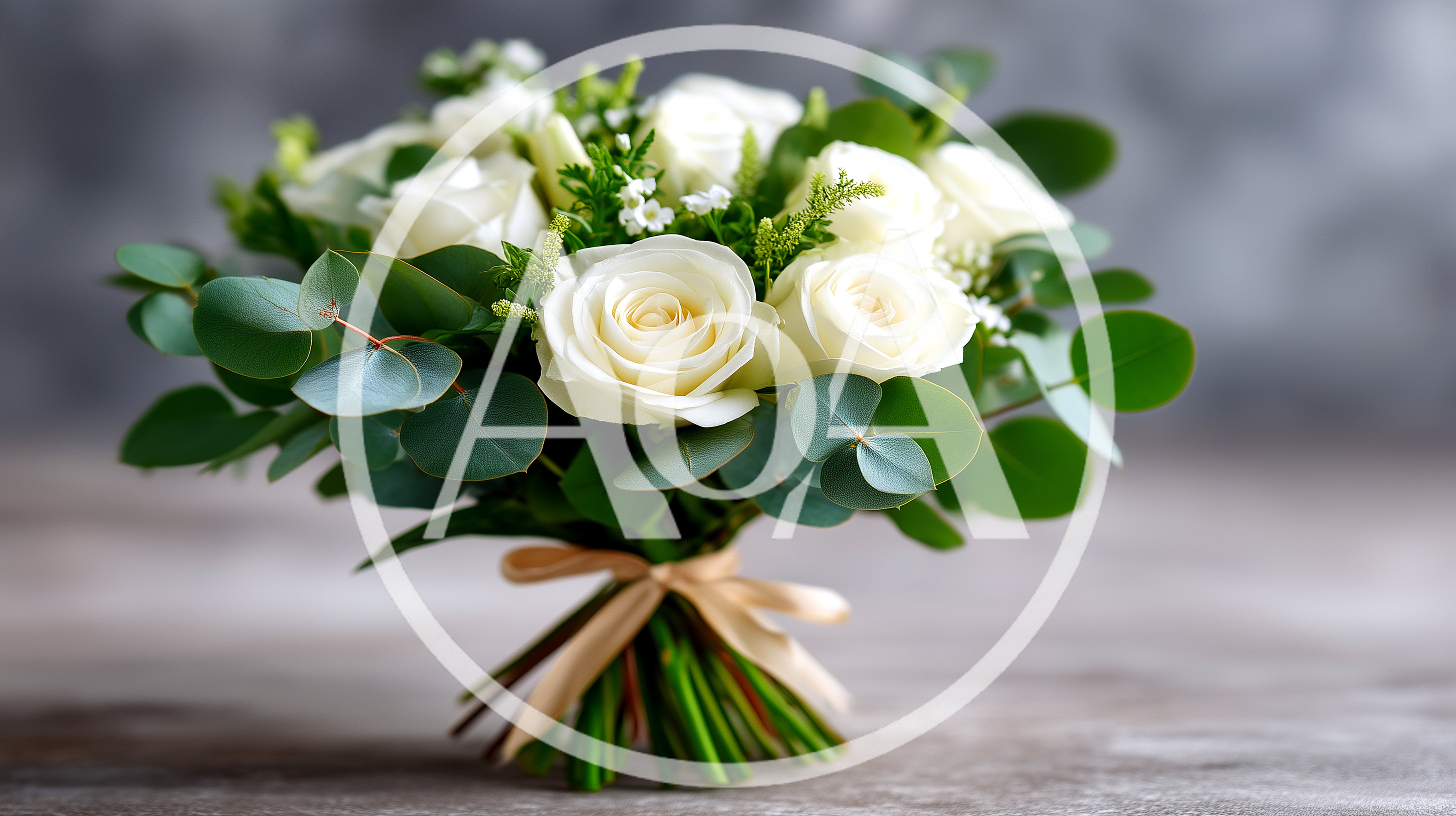 Elegant White Rose Bouquet With Eucalyptus Leaves