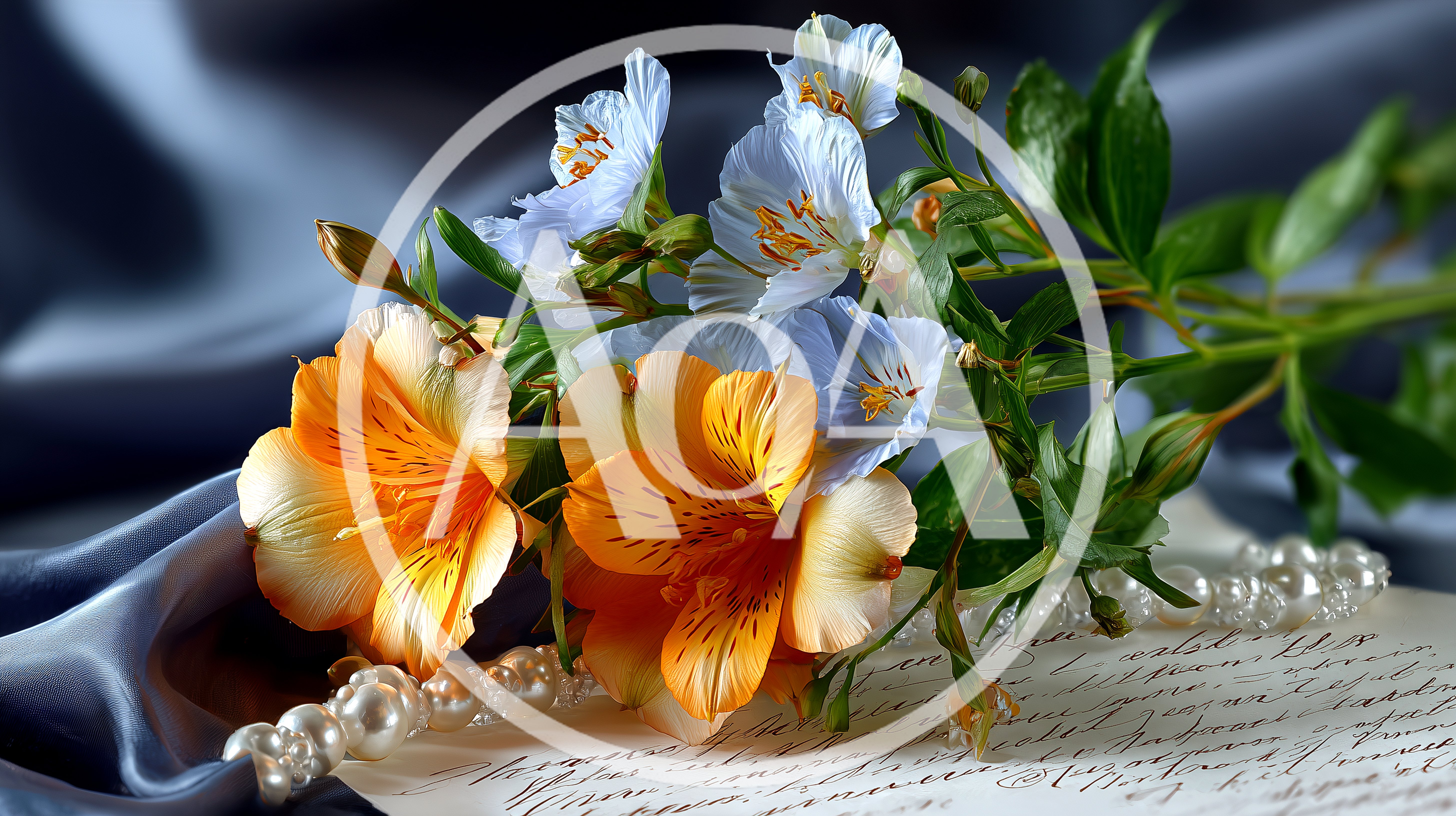 Orange Alstroemeria Flowers With Pearls And Handwritten Letter