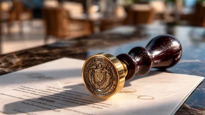 Wax Seal Stamp Resting on Official Document